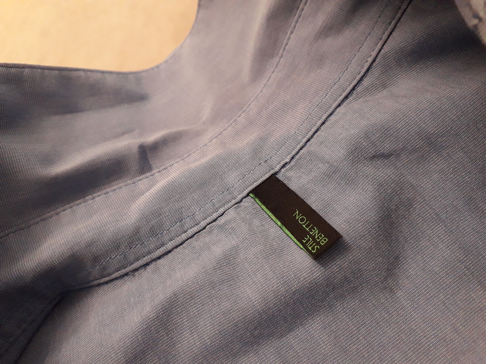 BENETTON XS COTTON THIGH LONG TUNIC /SHIRT/ BLOUSE LONG SLEEVES BLUE