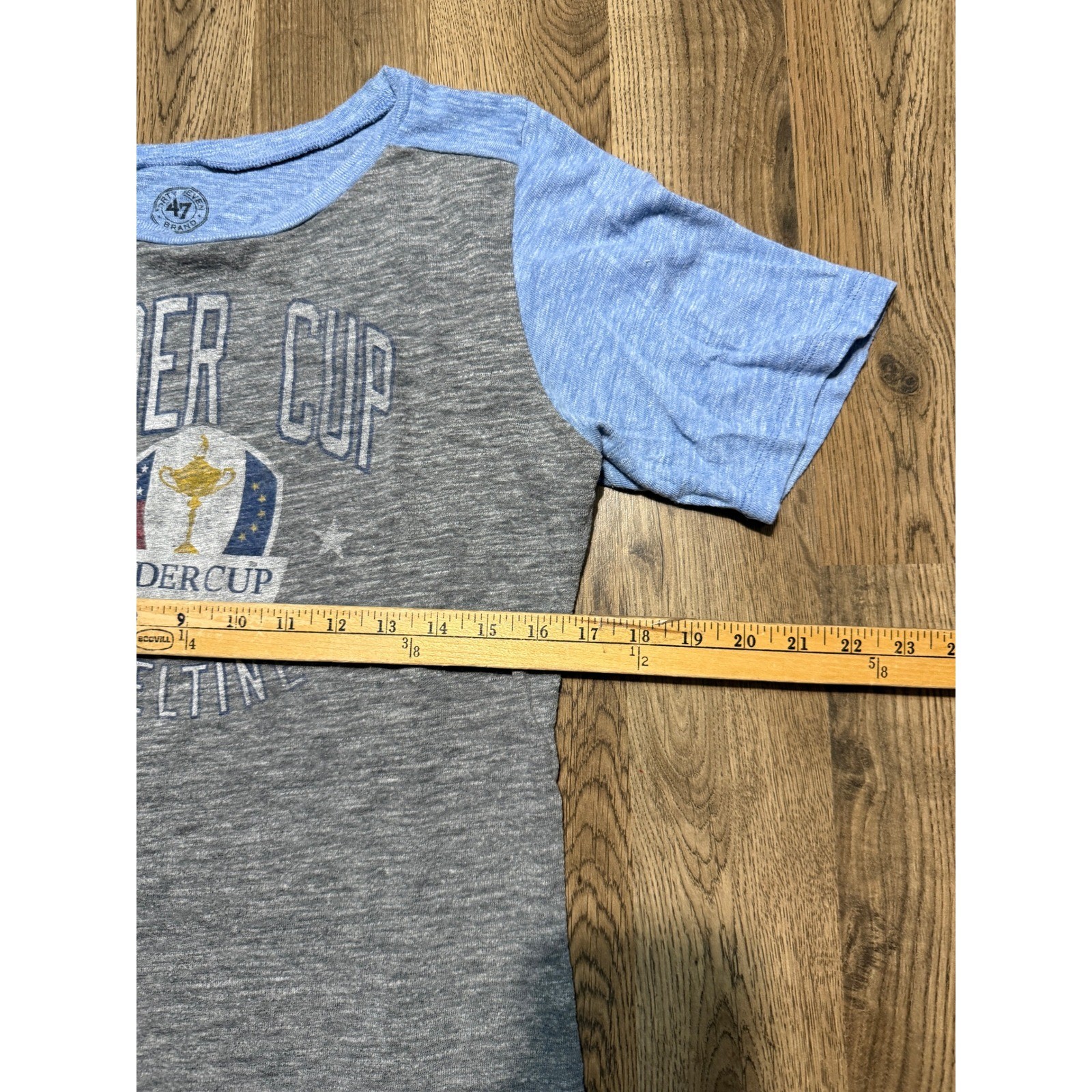 ’47 Brand Ryder Cup T-Shirt Womens Large Gray Blue Golf Tee Hazeltine 2016