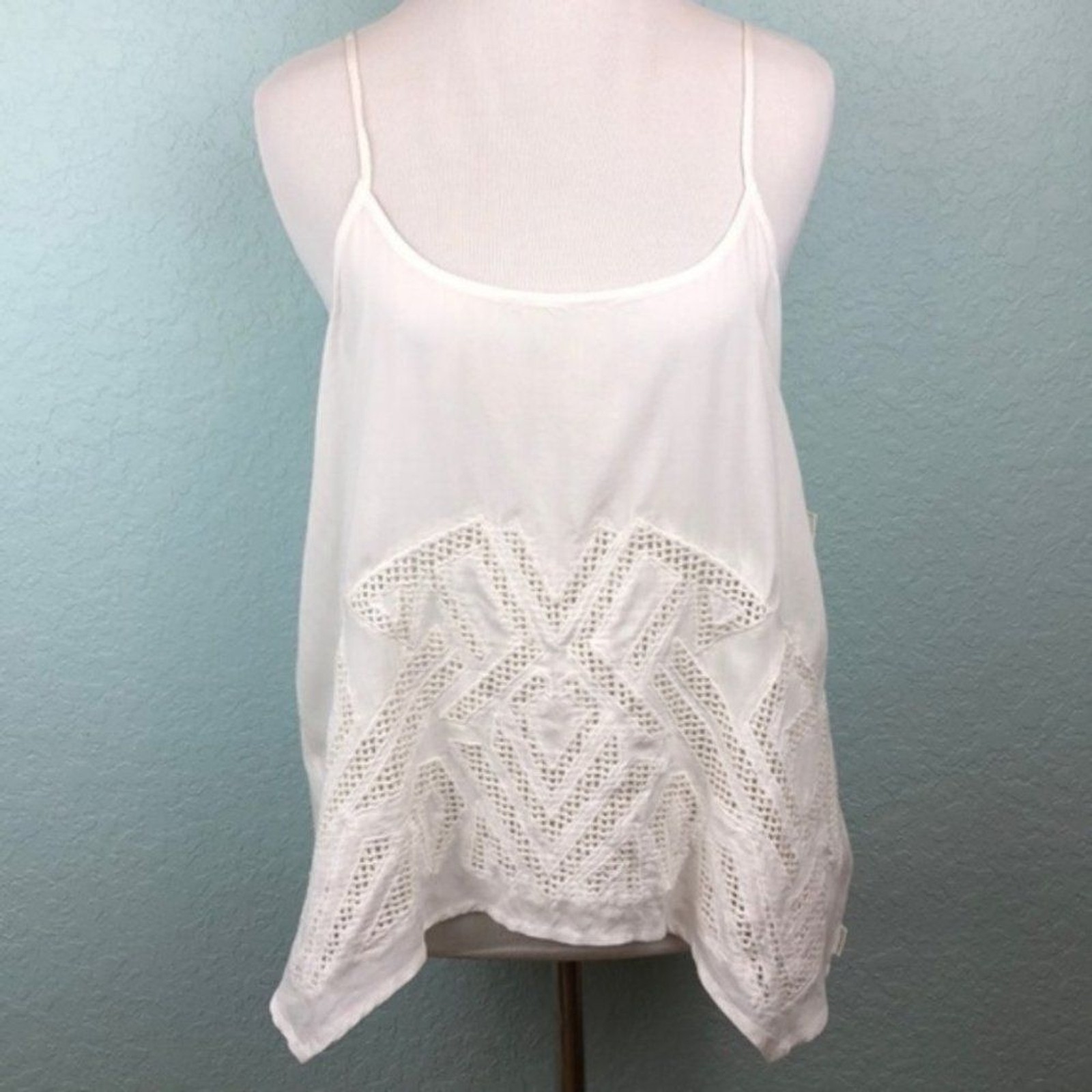 Volcom Boho Cream & Mesh Inset Casual Cami Tank Top NWT