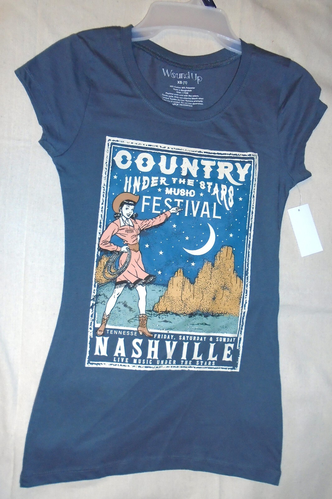 NWT COWGIRL Nashville Country Music Gray SHORT SLEEVE GRAPHIC TEE SIZE XS