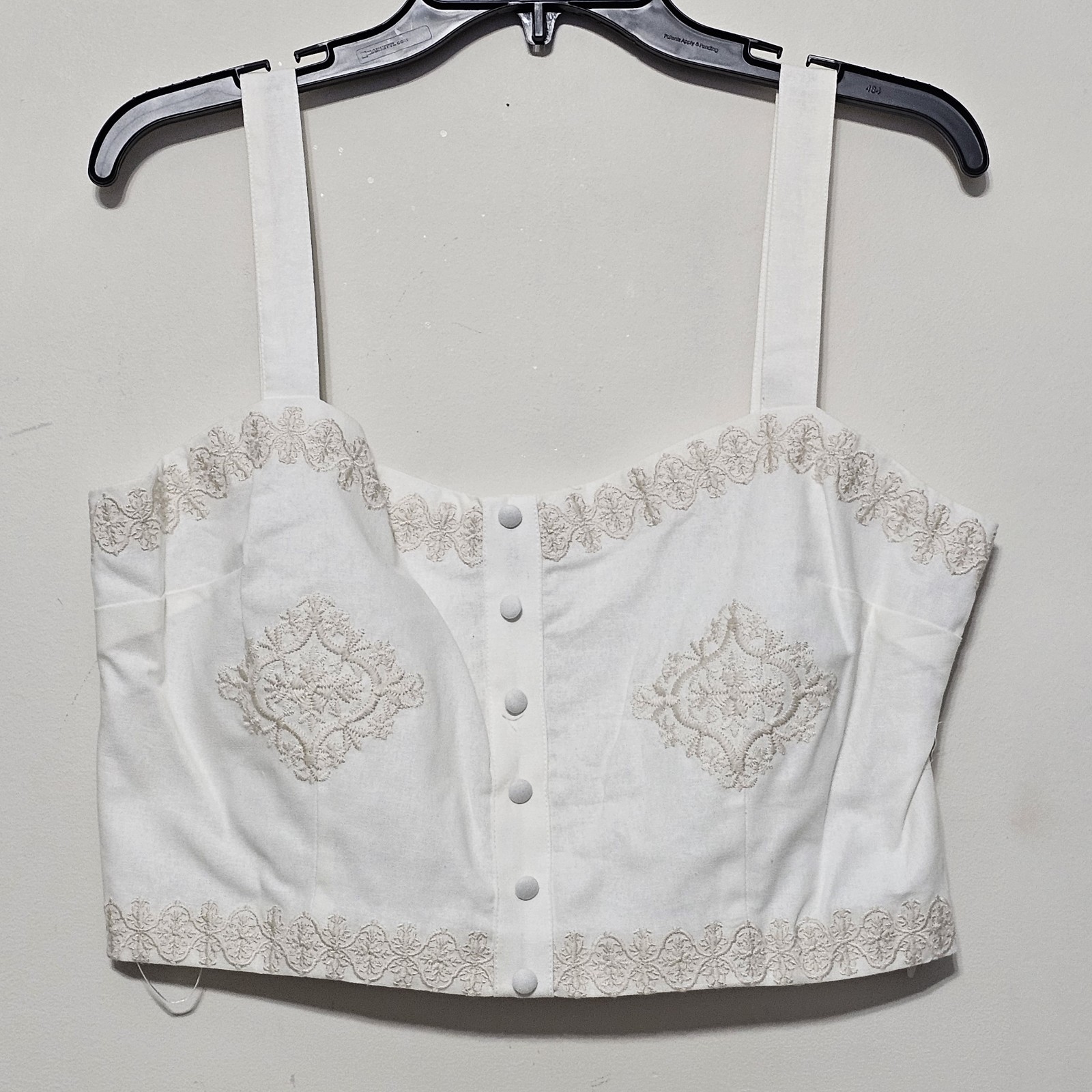 A Loves A Women Tank Top Blouse Large White Linen Cotton Cropped Sleeveless 624
