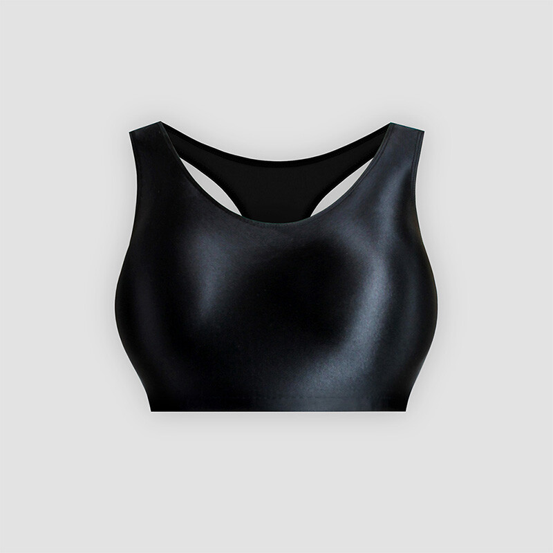 MJINM Women Shiny Glossy Sports Bra Camisole Crop Top Yoga Fitness Tank Top