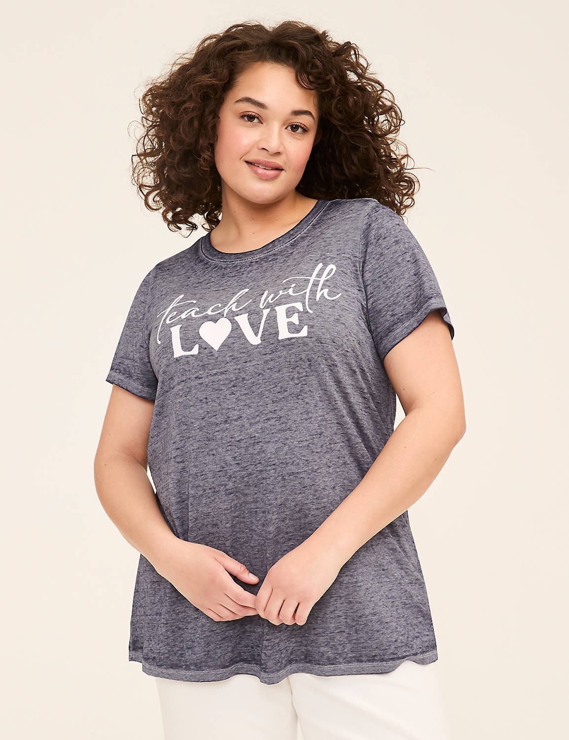 Lane Bryant T-Shirt 18 20 Embroidered Glitter Teach With Love Graphic Tee Top