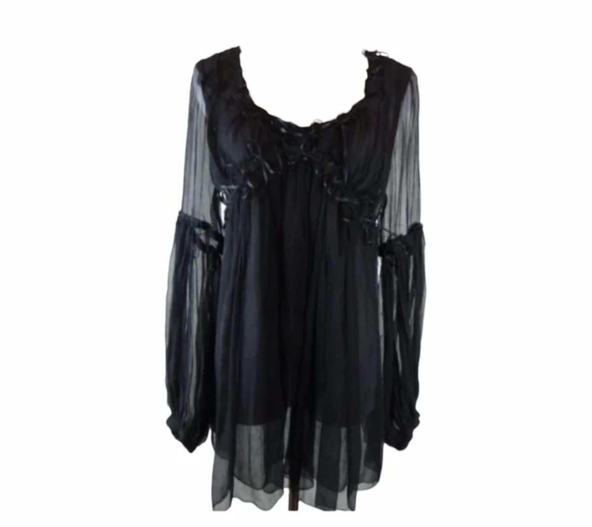 Max Studio Whimsy Goth Silk Top Special Edition Label Size Small baby doll top