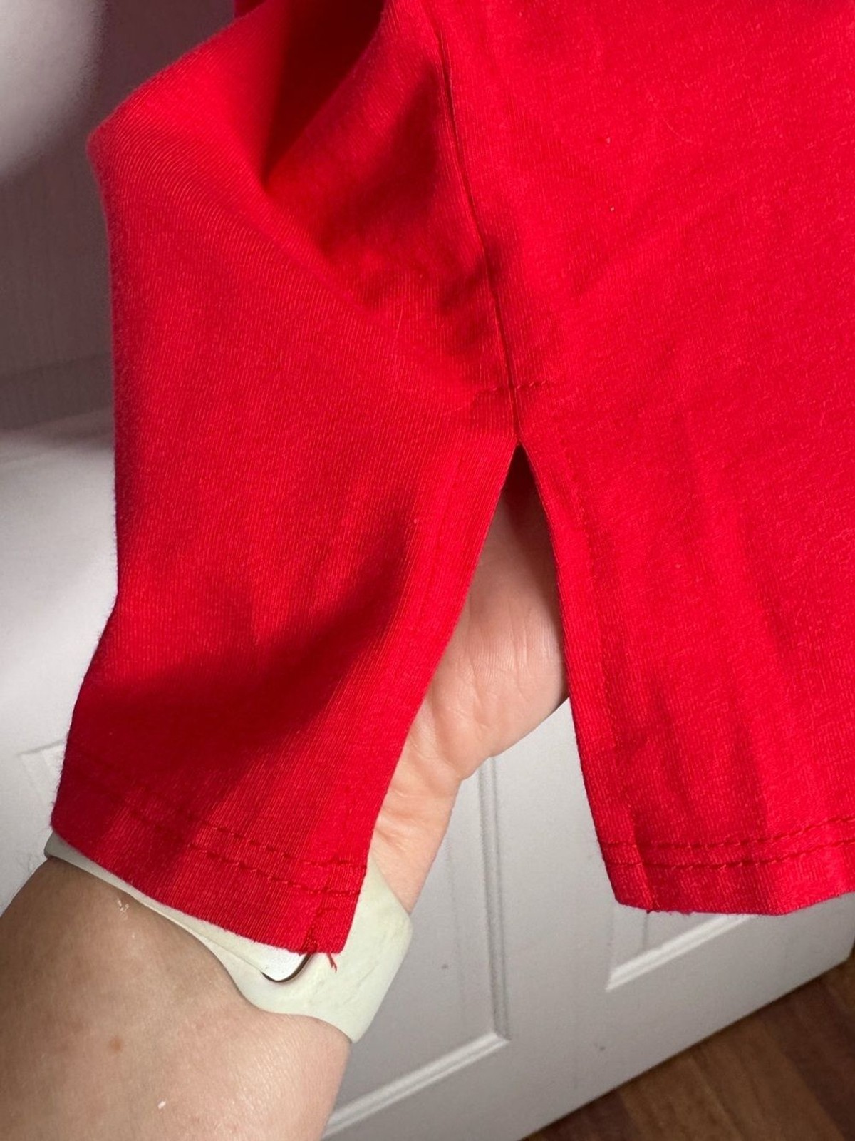 Like Love Ruched Shoulder Tee in Lipstick Red