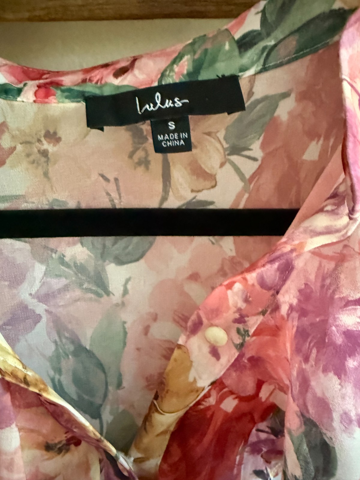 Lulus Floral Top Womens S Office Blouse Flourishing Pink Ruffled Long Sleeve