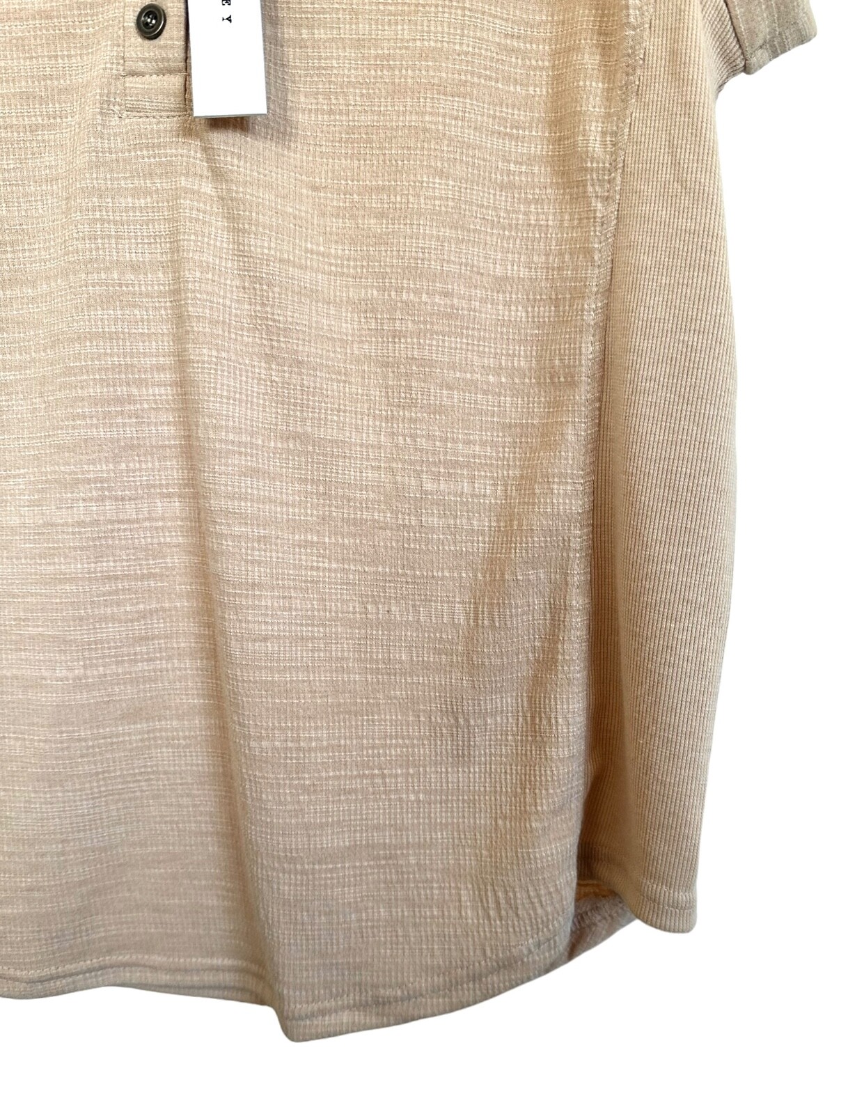 Jane & Delancey Women’s Blouse Top Cap Sleeve Henley Neck Size S Light Brown