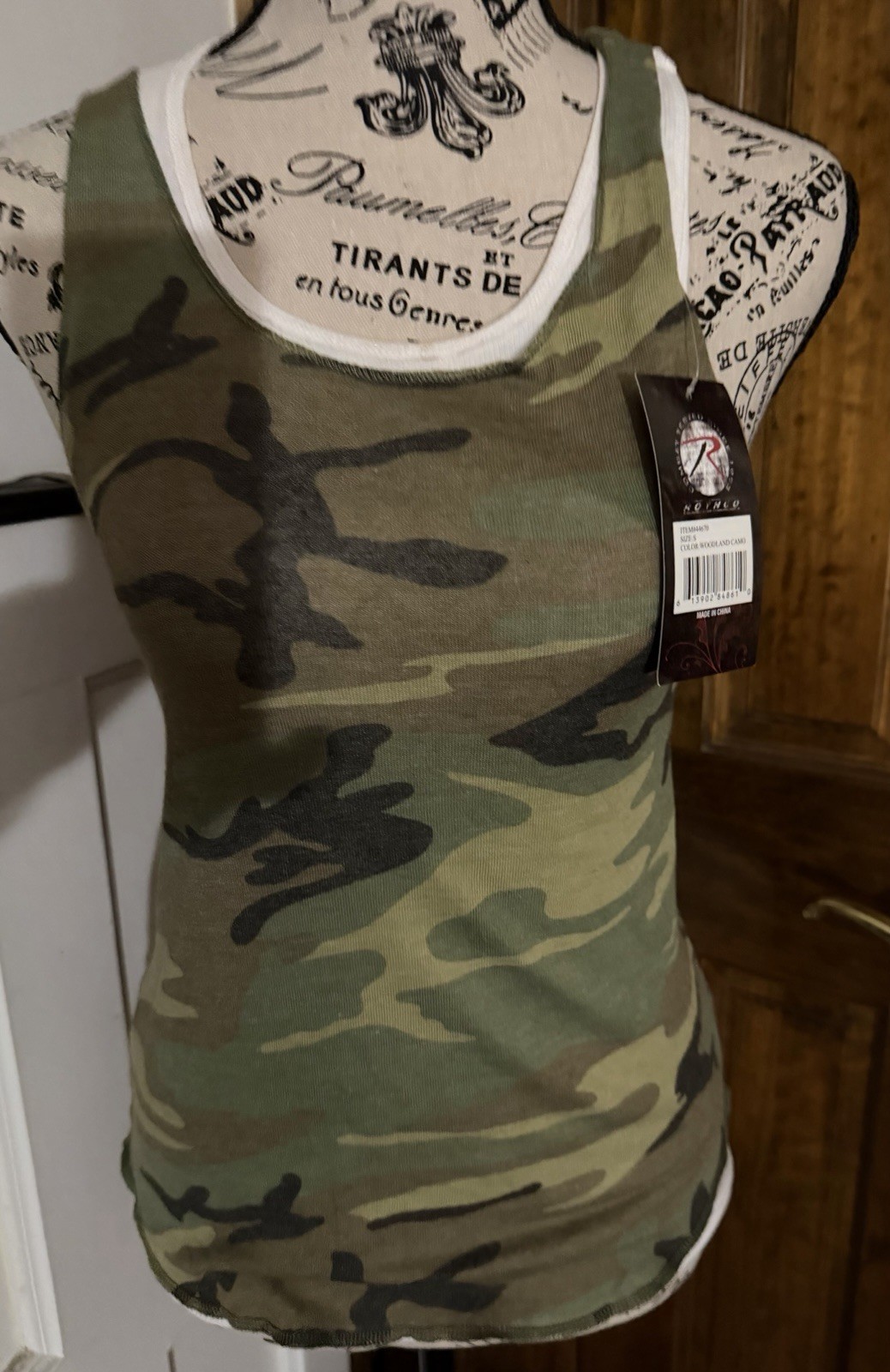 Rothco Combat Tested Woman’s Woodland Camo Ribbed Tank Top Sz S NWT