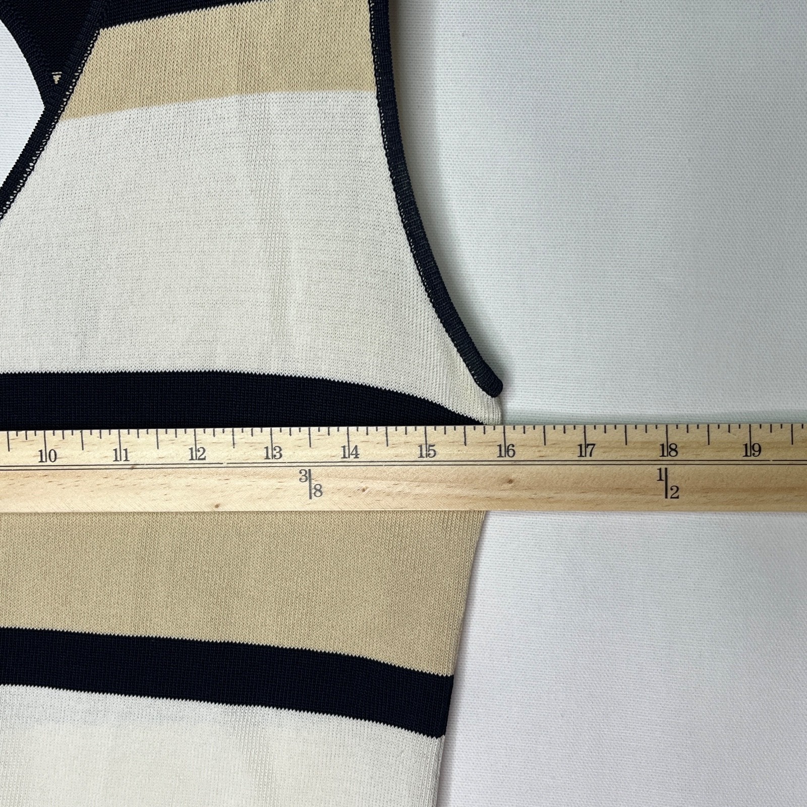 Dana Buchman Petite P Navy Tan Stripe Sleeveless Knit Tank Top