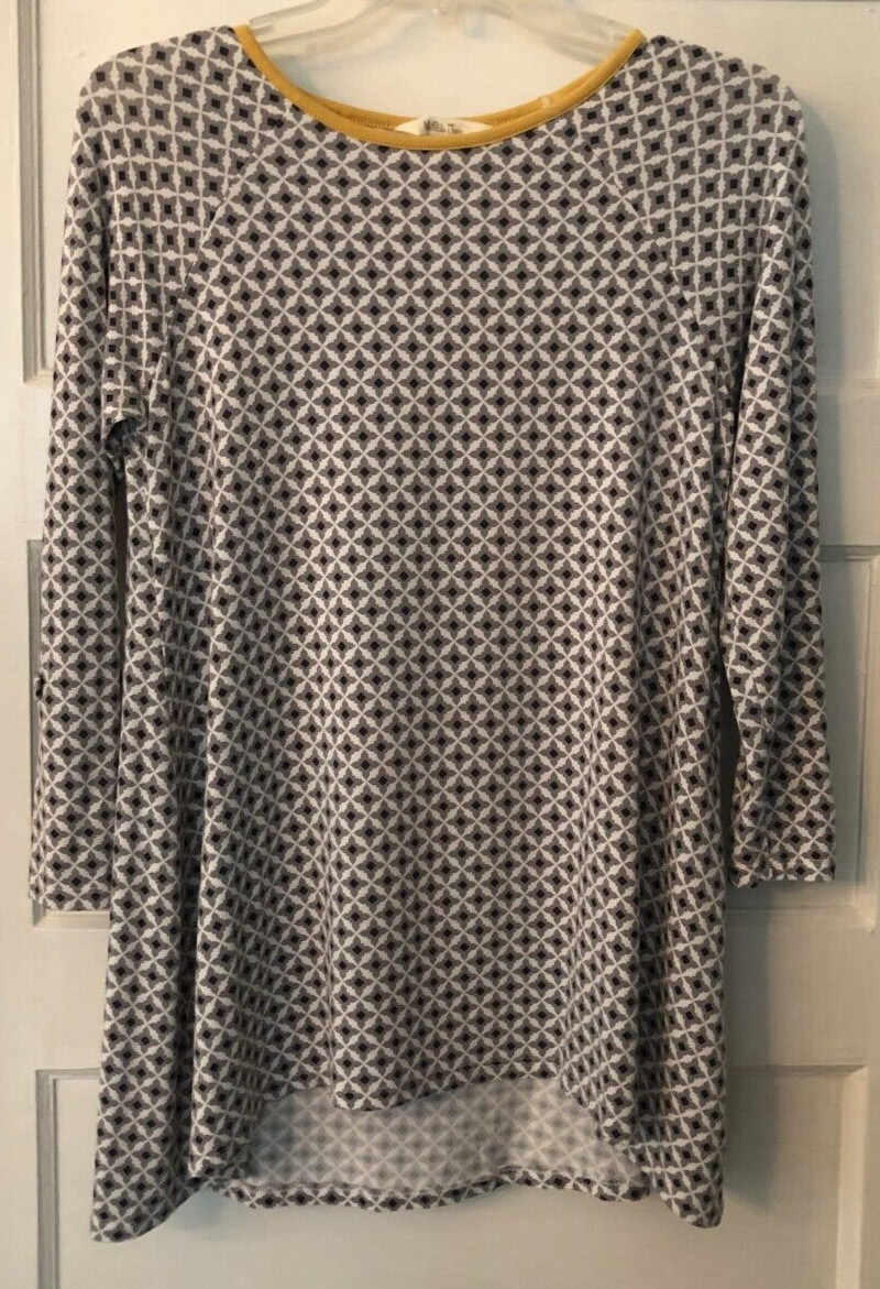 Matilda Jane Women’s Tunic Top Starstruck Small Gray/White/Gold Geometric 24662T