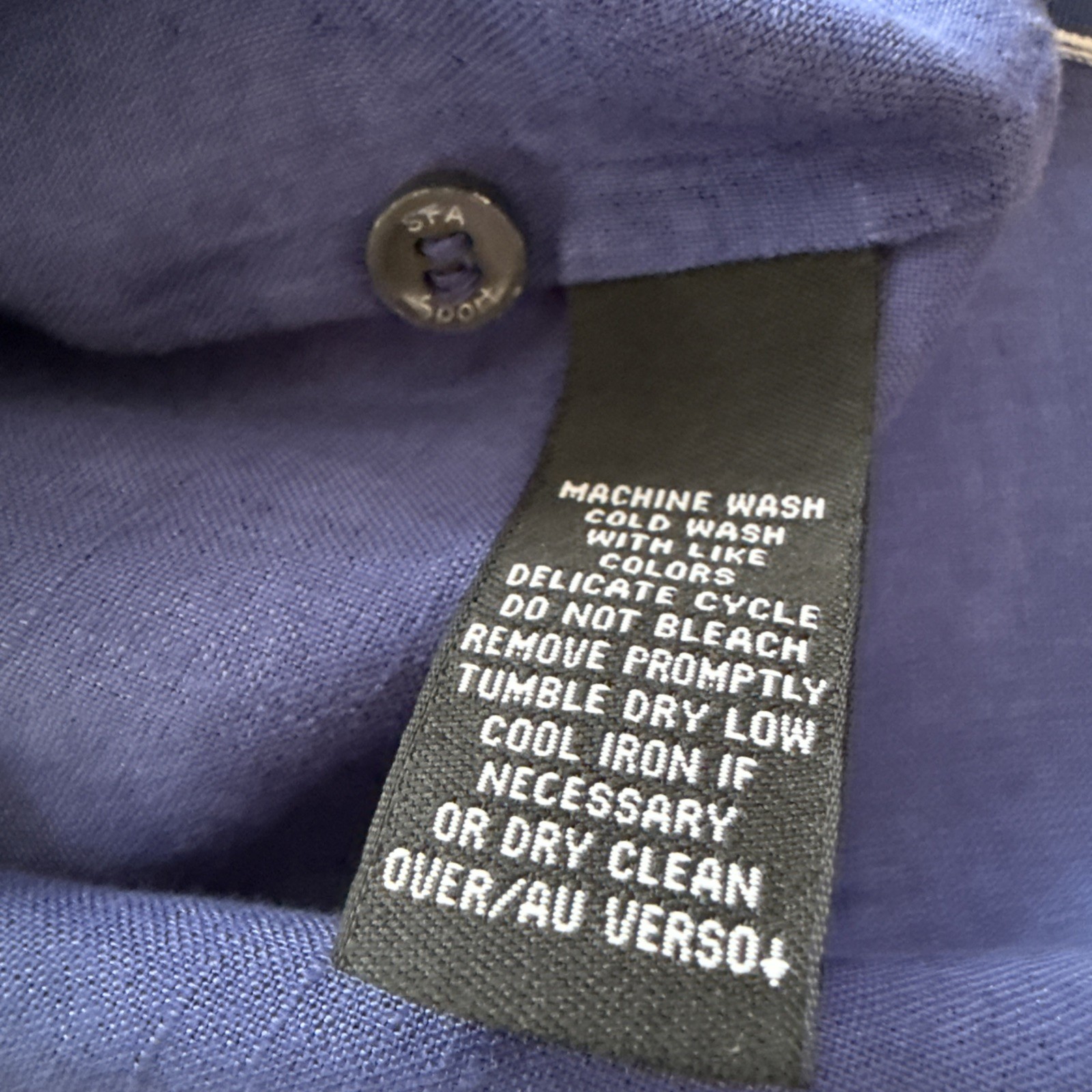 SAKS FIFTH AVENUE Sport Women’s 100% Linen BLUE Button Up Shirt RELAXED FIT Sz 6