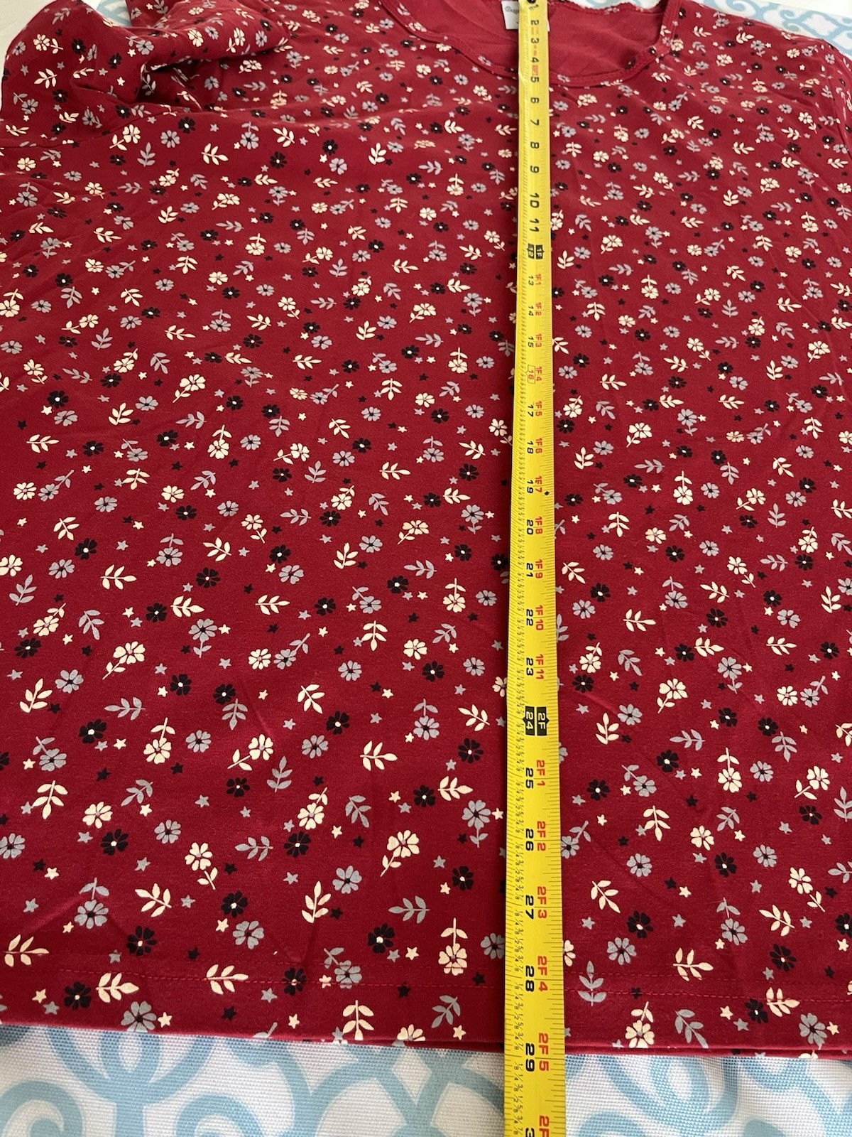 Cascade Blues Women’s Flowery Top Red Size 3X Short Sleeve 100% Cotton NWT