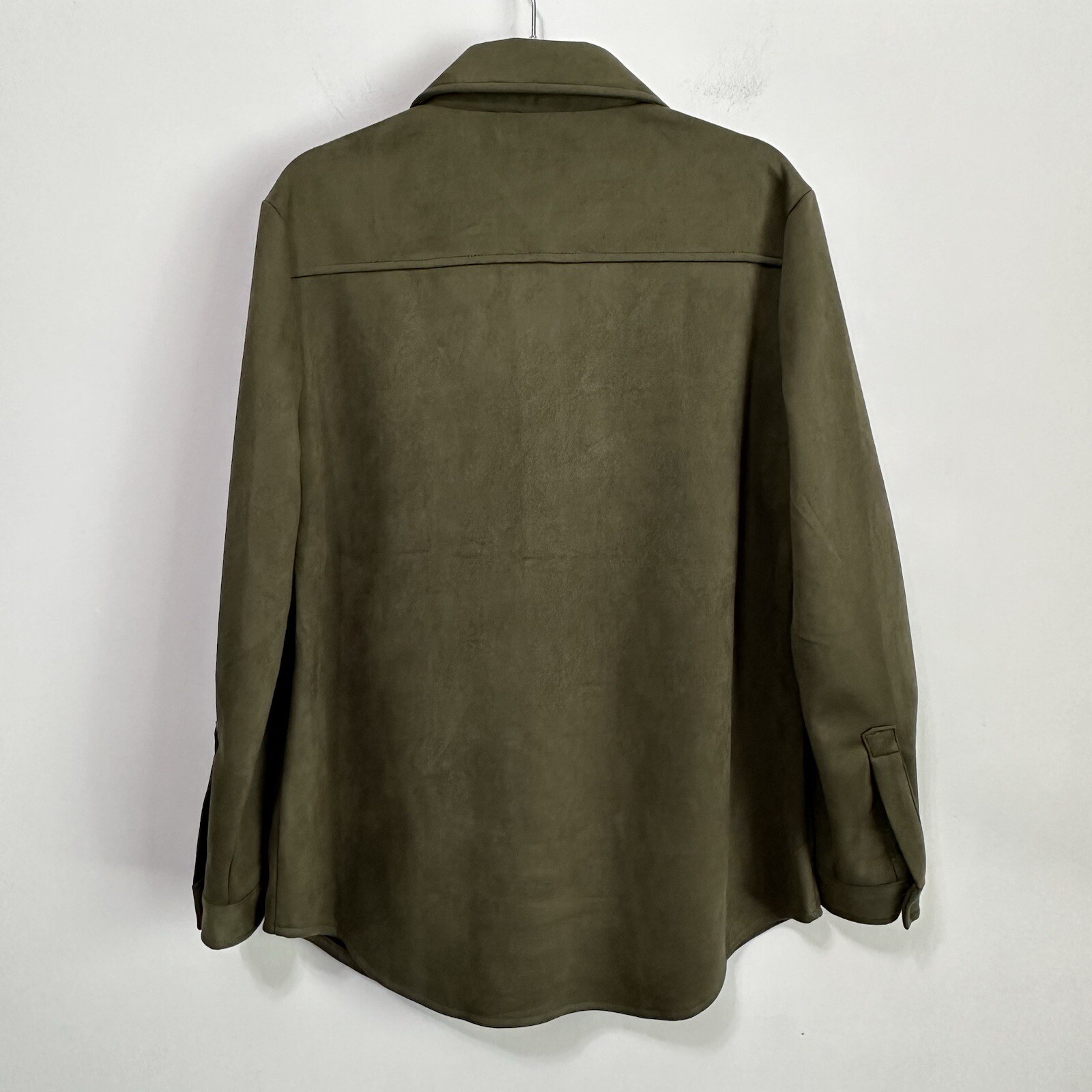 Ninety Clothing Company Snap Front Shirt Olive Small Shacket Soft Pockets NEW