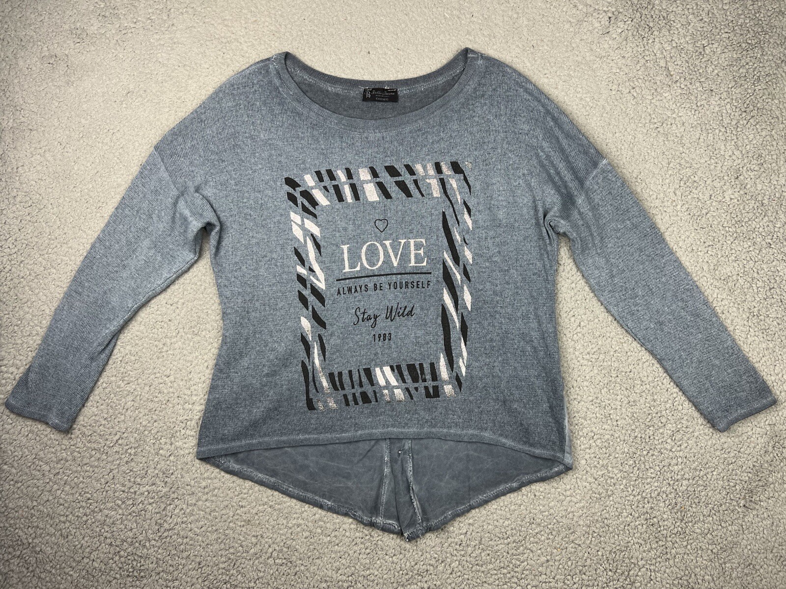 Bella Amore Shirt Womens Large Oversized Pullover Y2K Boho Italy Sweater Flowy