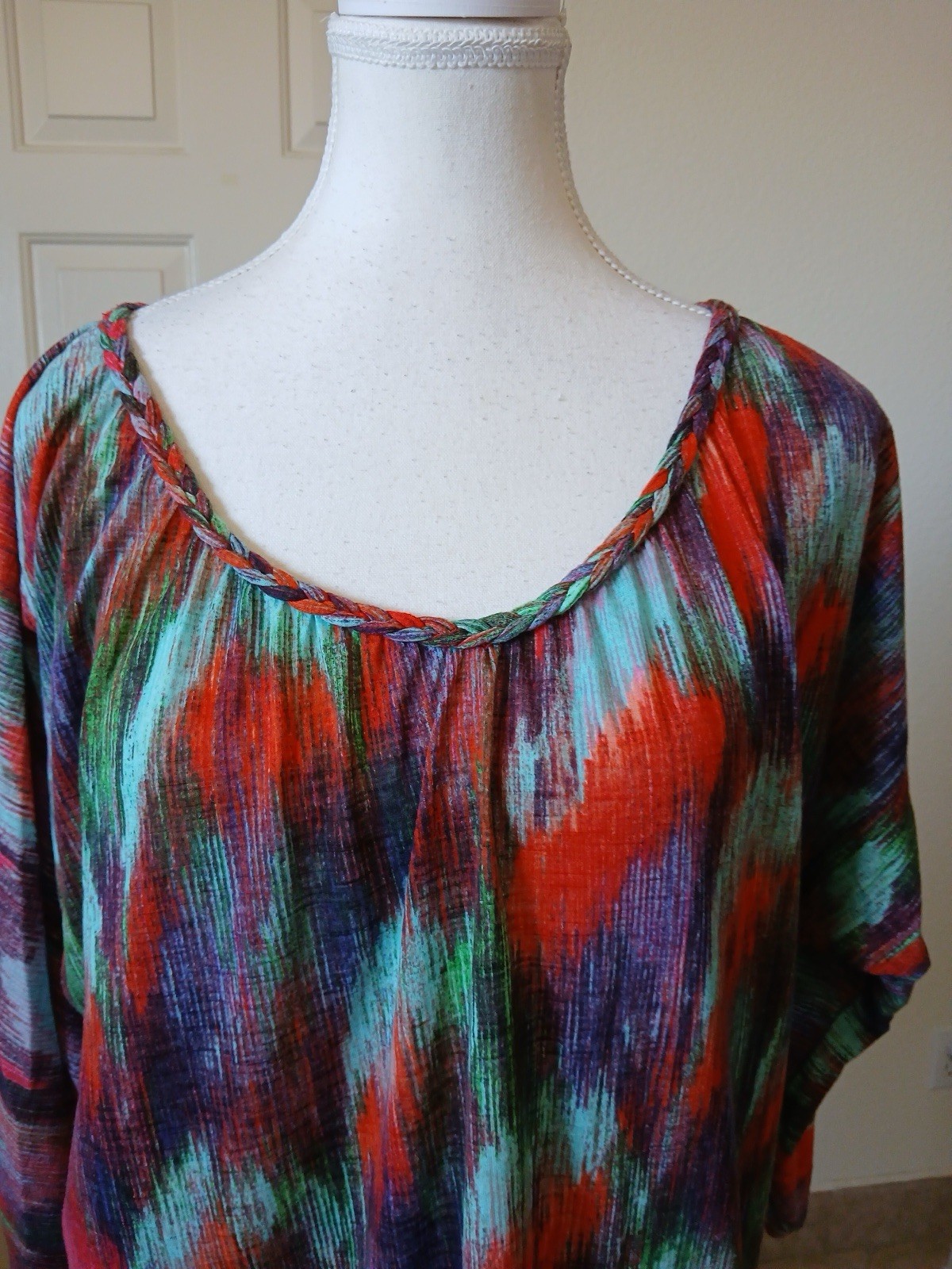 Democracy Blusa Mujer M Multicolor Abstracta Boho Peasant Top