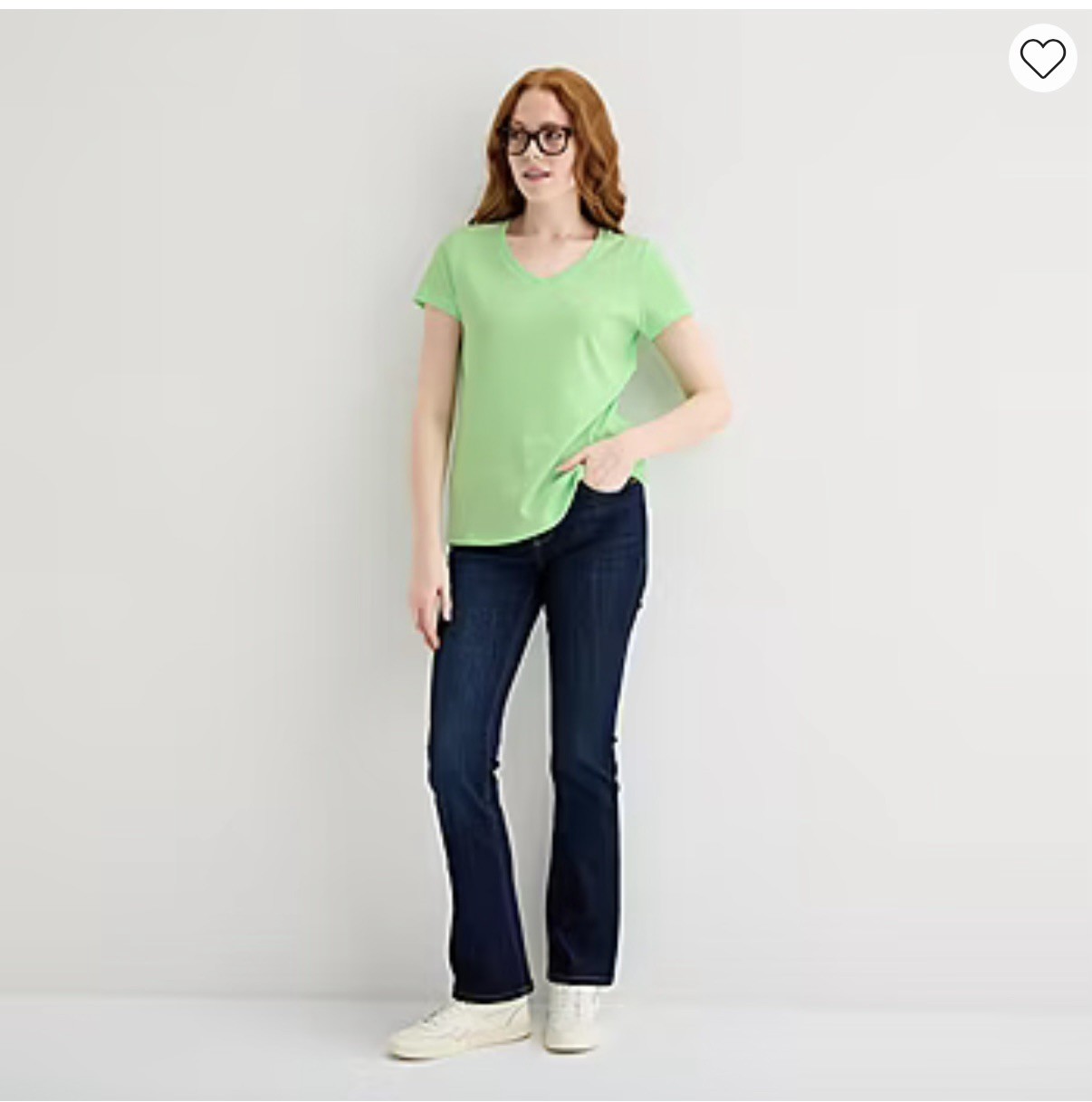 St. John’s Bay Womens V Neck Short Sleeve T-Shirt Green Splash Small $16
