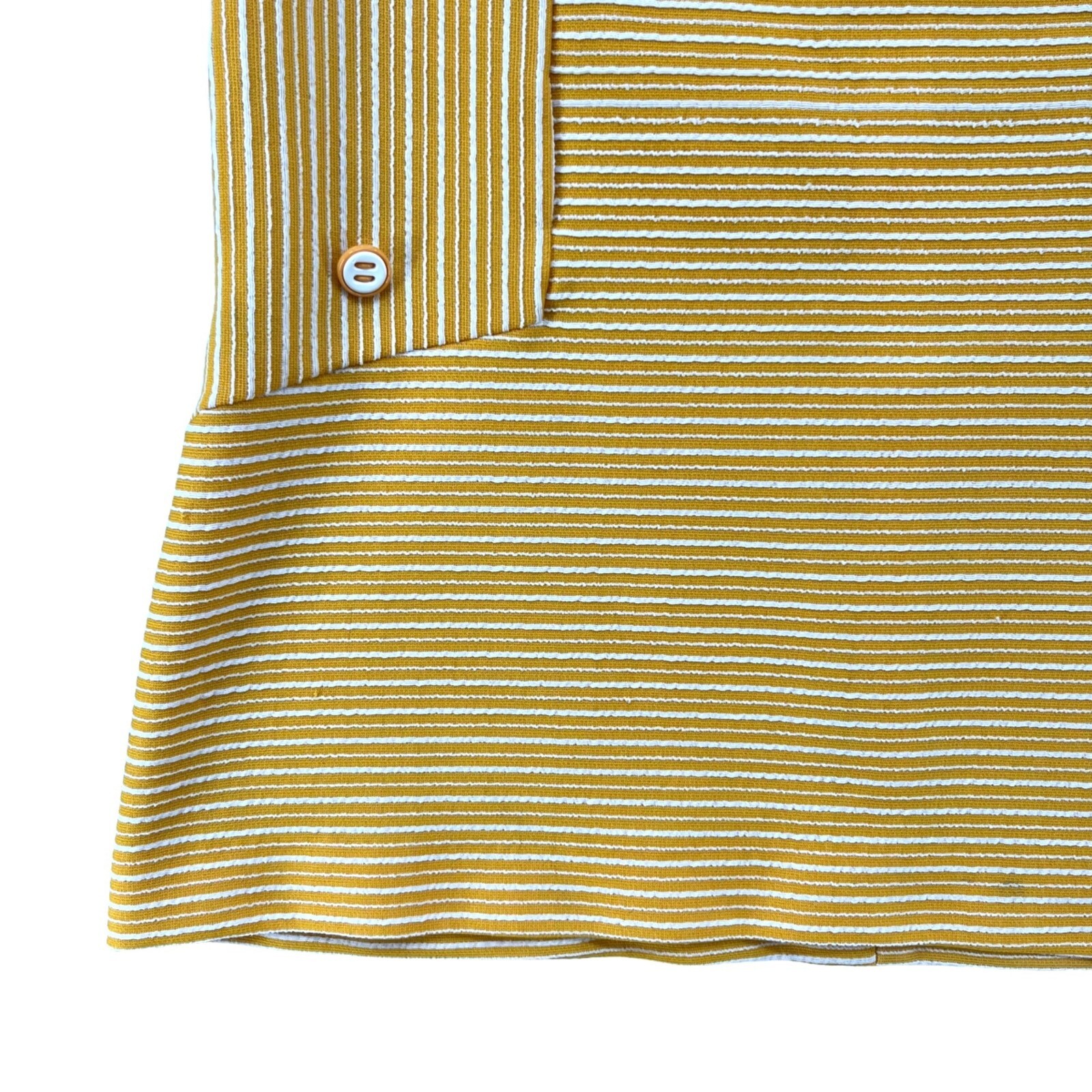 Vtg Marty Gutmacher Blouse Womens Yellow Striped Sleeveless Top Size M