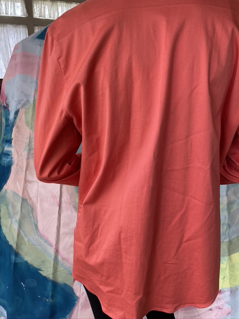 Ladies Blouse Orange V-Neck Button Collared Sz 8 By Logic 97%Cotton & 3%Spandex