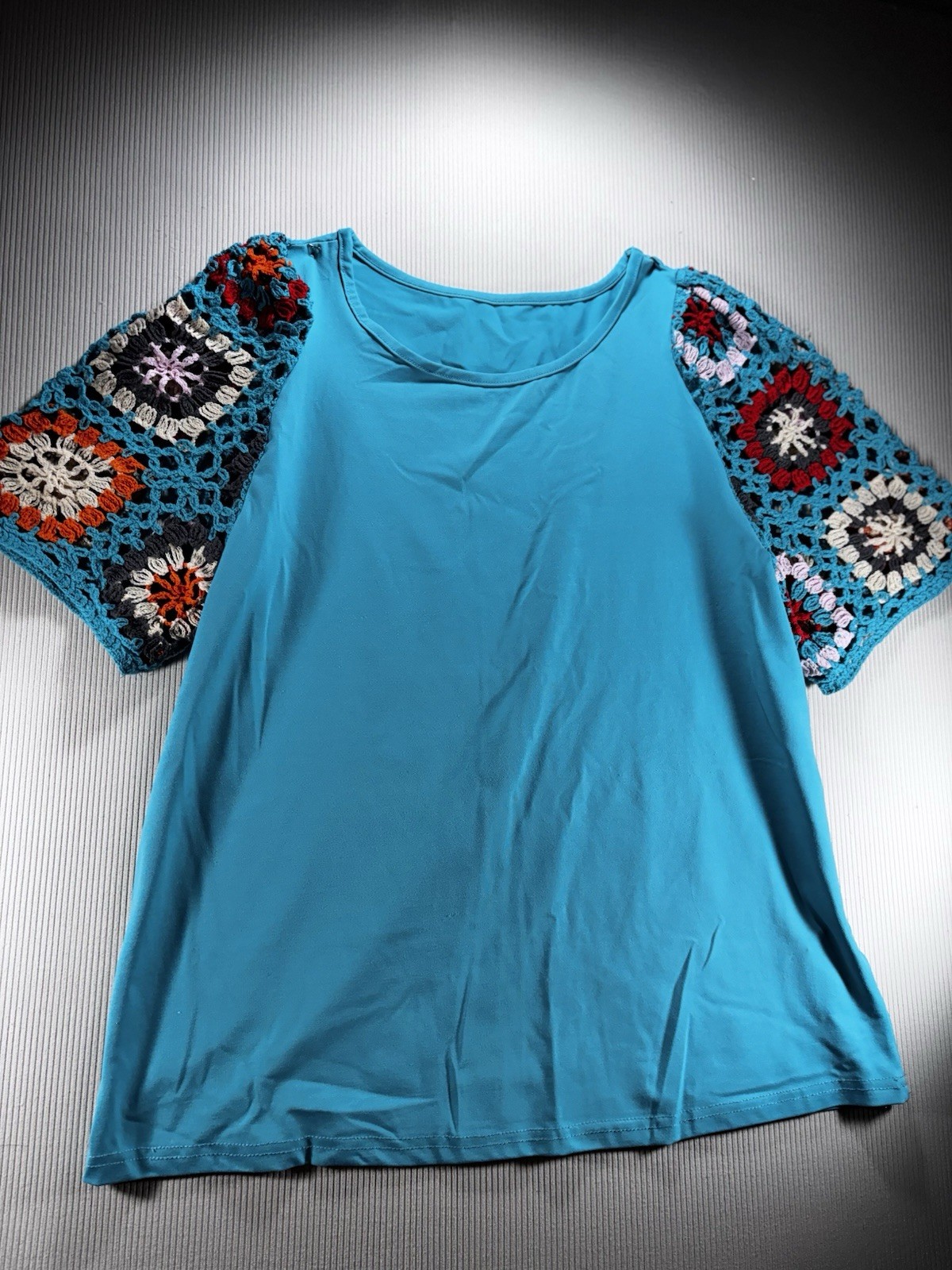 Unbranded Crochet Sleeve Women’s Top Granny Squares M Boho Festival Cottagecore