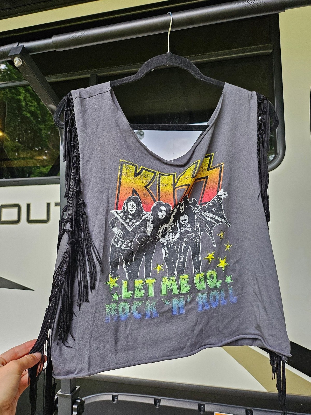 KISS ‘Let Me Go, Rock ‘N’ Roll’ Fringed Sleeveless Tank Top