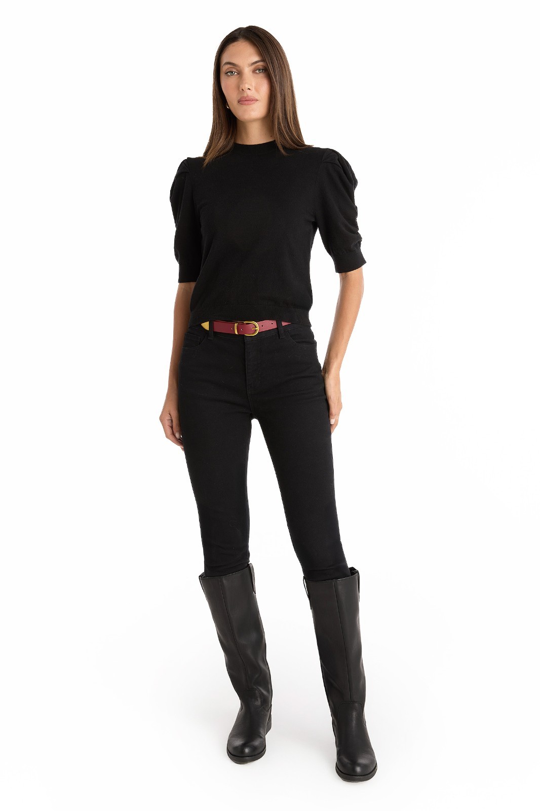 Sylvie Knit Top Black and Pearl THE NOLI SHOP