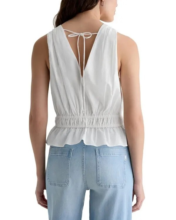 198$ AG Adriano Goldschmied Carrie Cropped Blouse Top Sleeveless Size XS White