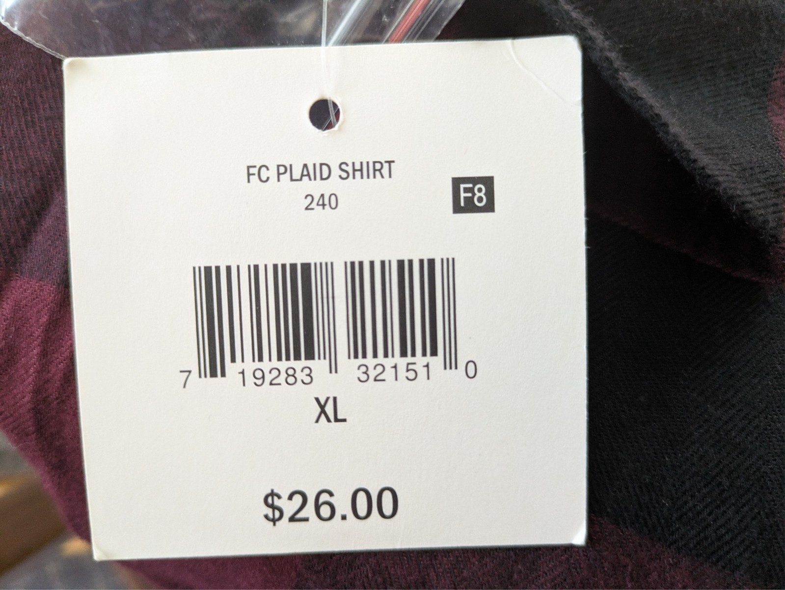 NWT Falls Creek Women’s Size XL LS Burgandy Black Plaid Hi-Lo Button Tunic Shirt
