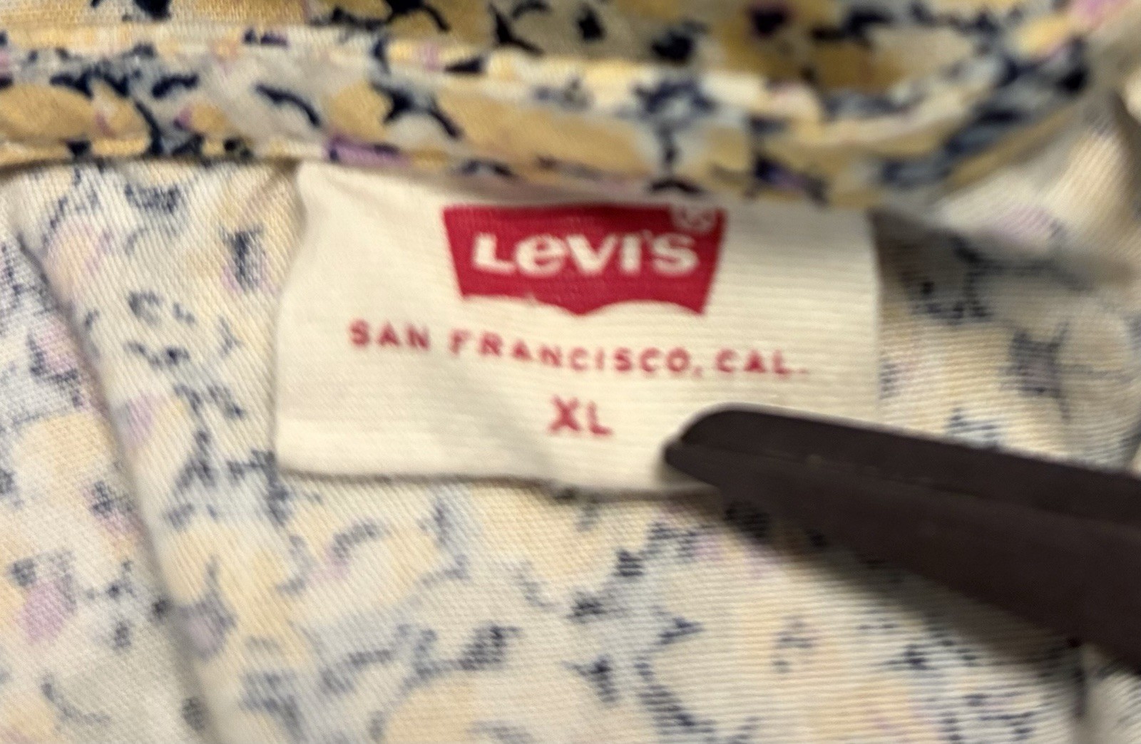 Levi’s Floral Puff Sleeve Square Neck Crop Top Blouse XL Boho Festival Cottage