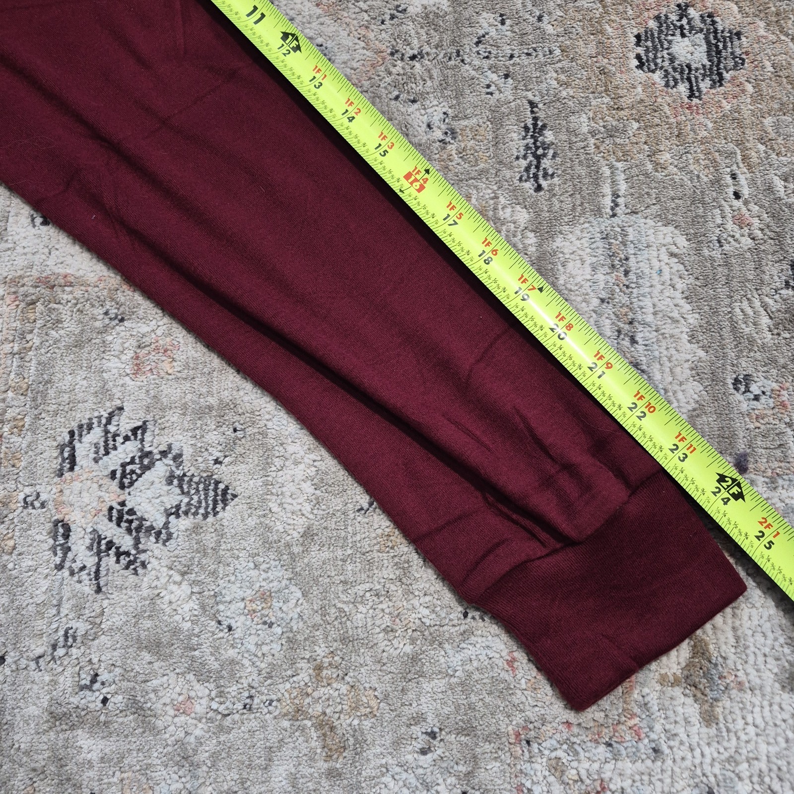 Ofeefan Burgundy Pleated Long Sleeve Scoop Neck Blouse Size M