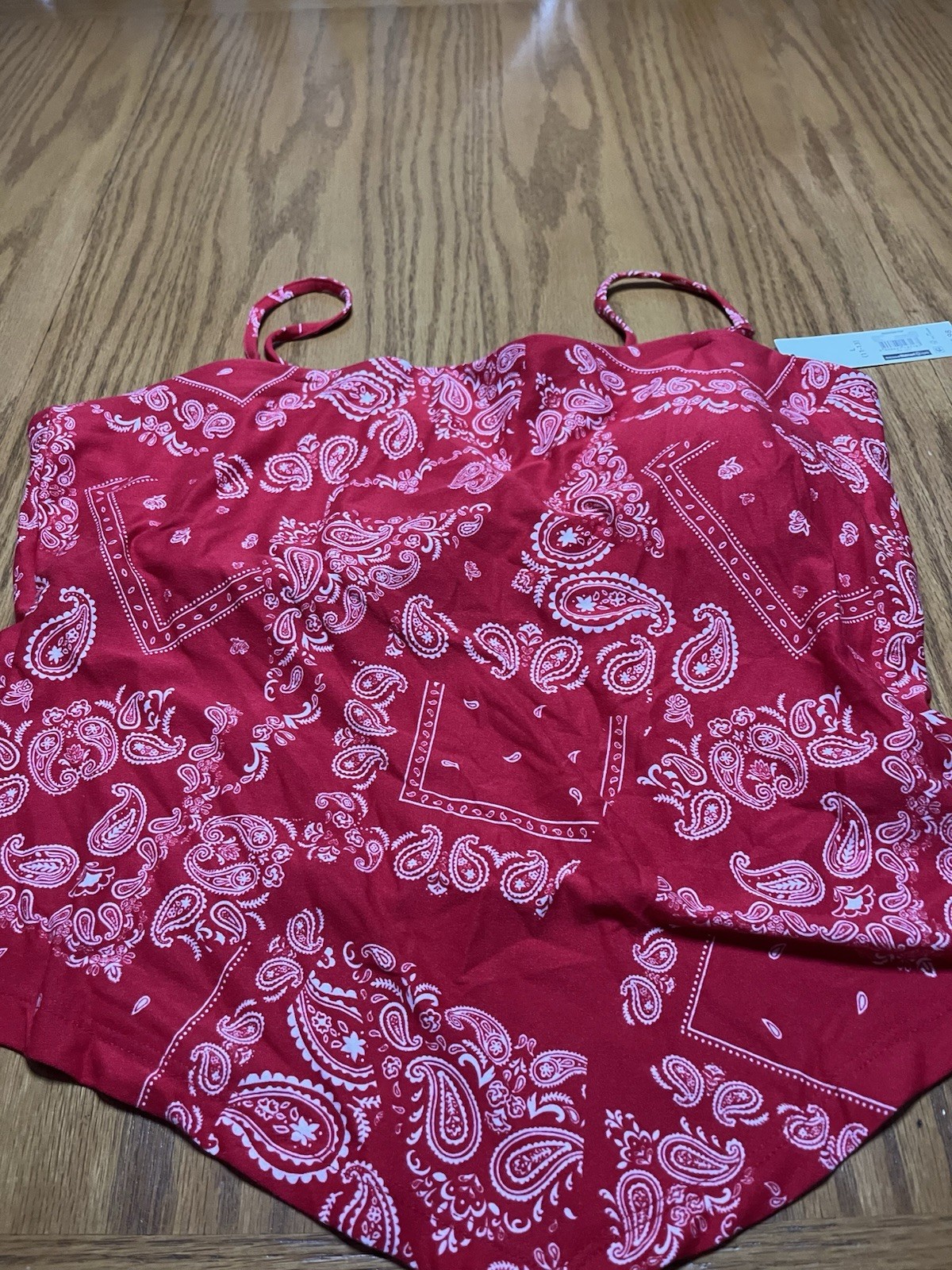 NWT NOBO No Boundaries Large (11-13) Red Bandana Top Padded Cups