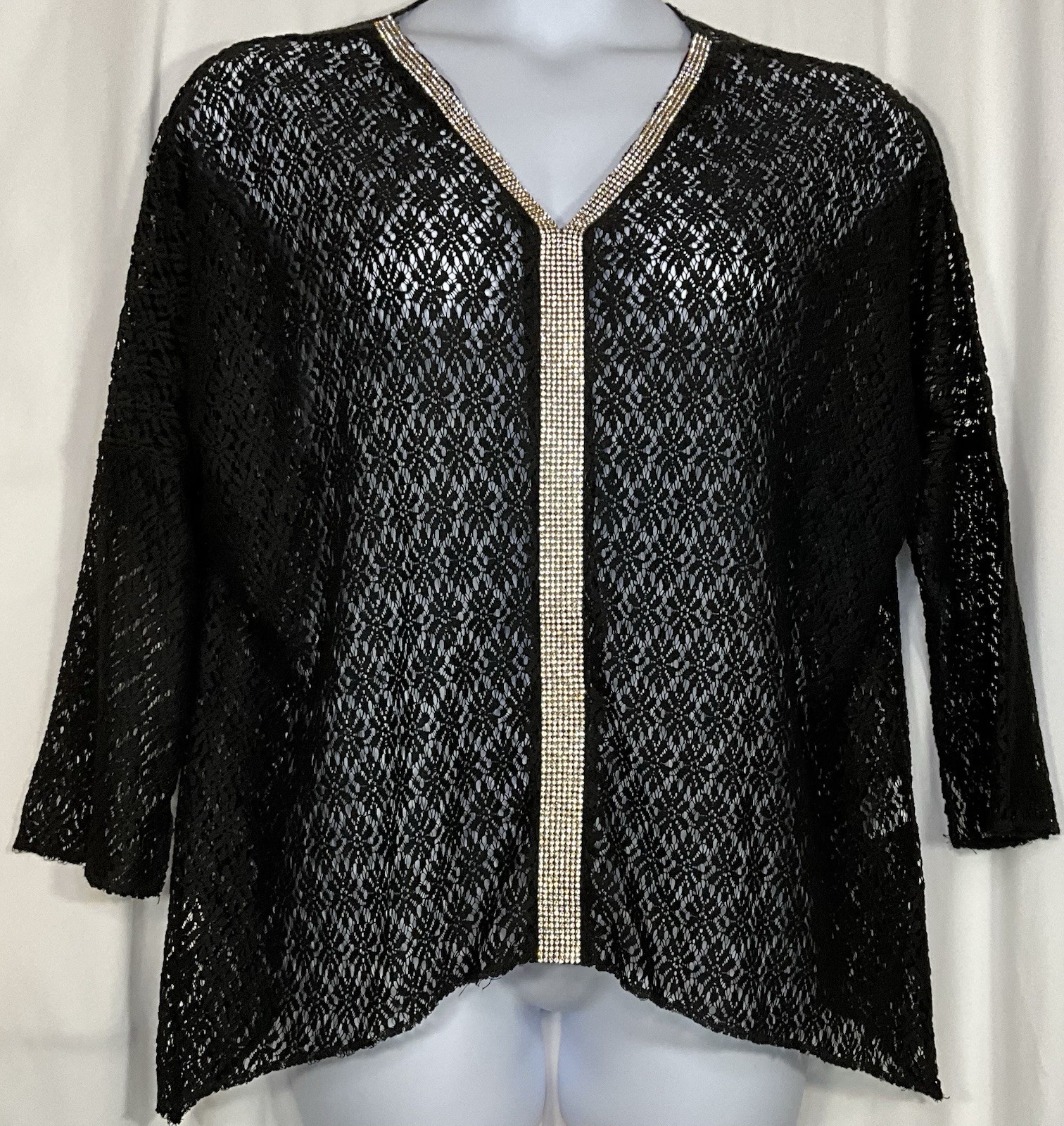 Muche et Muchette Jolie Lace Top Black lace Rhinestones Pullover ONE SIZE NWT
