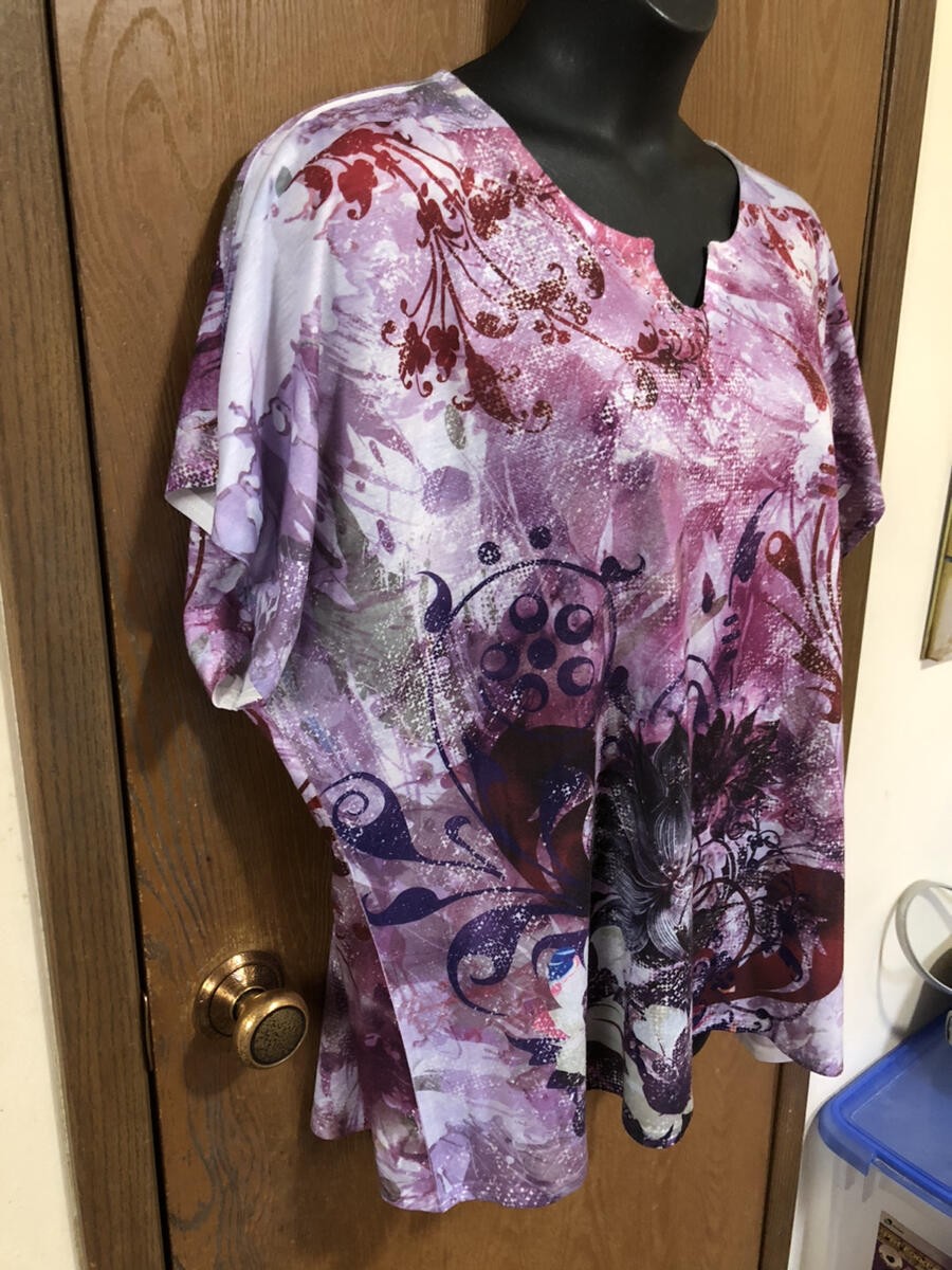 Breckenridge Woman Embellished Floral Short Sleeve Top 3X