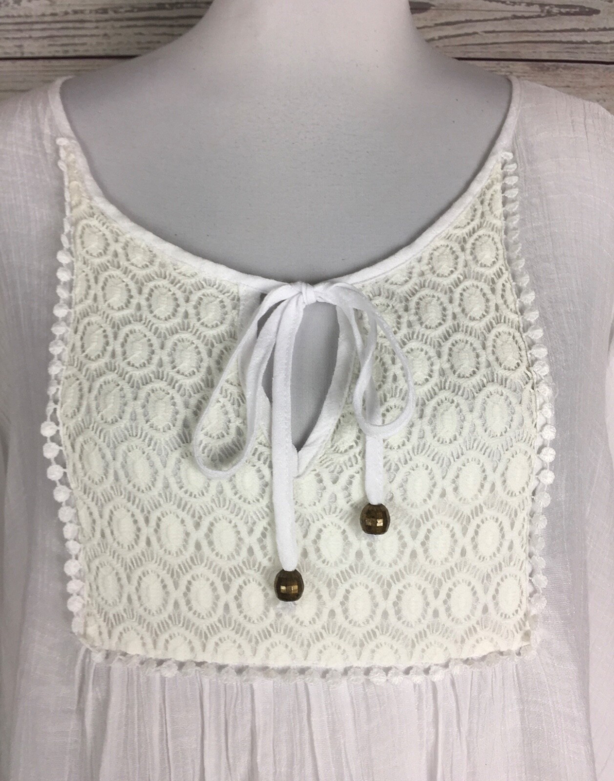 Carolyn Taylor Woman White Bell Sleeve Lace Tunic Peasant Top Plus Size 1X