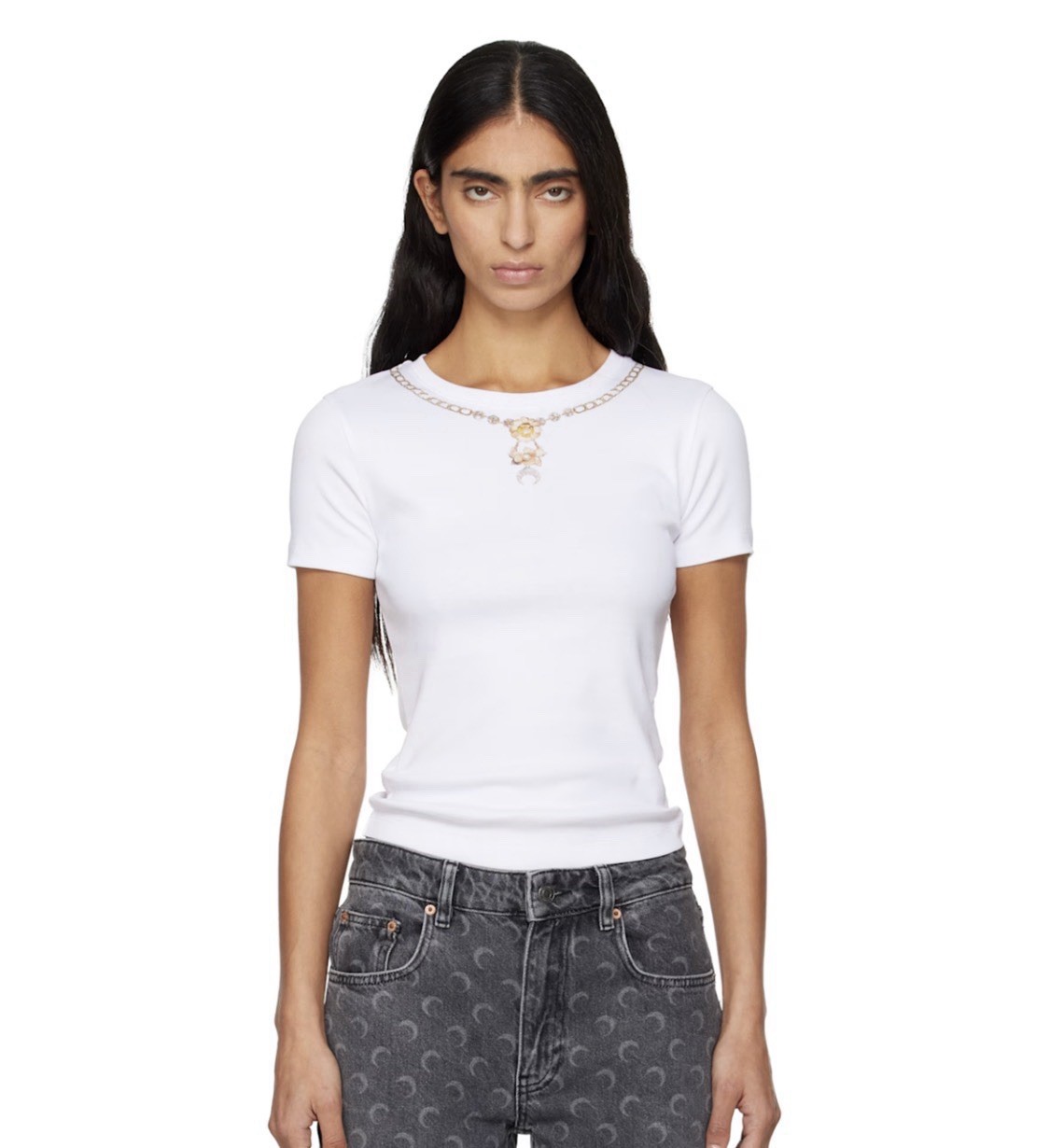 MARINE SERRE JEWELRY JERSEY BABY FIT TSHIRT Size L White
