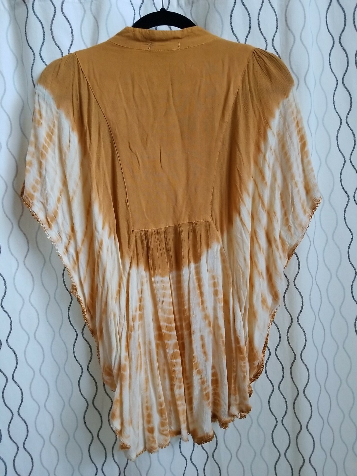 Jagasias Shirt Tunic Blouse Multicolor “Free Size” Yellow 100% Viscose Tie-Dye