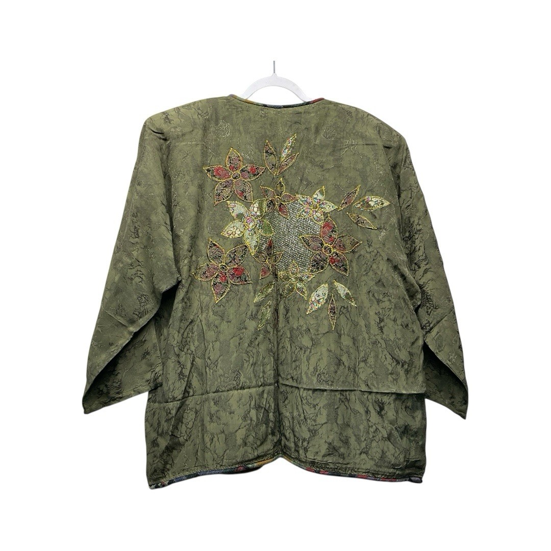 VTG Unbranded Women’s Rayon Kimono Cardigan Size Large Made In Korea Embroidered
