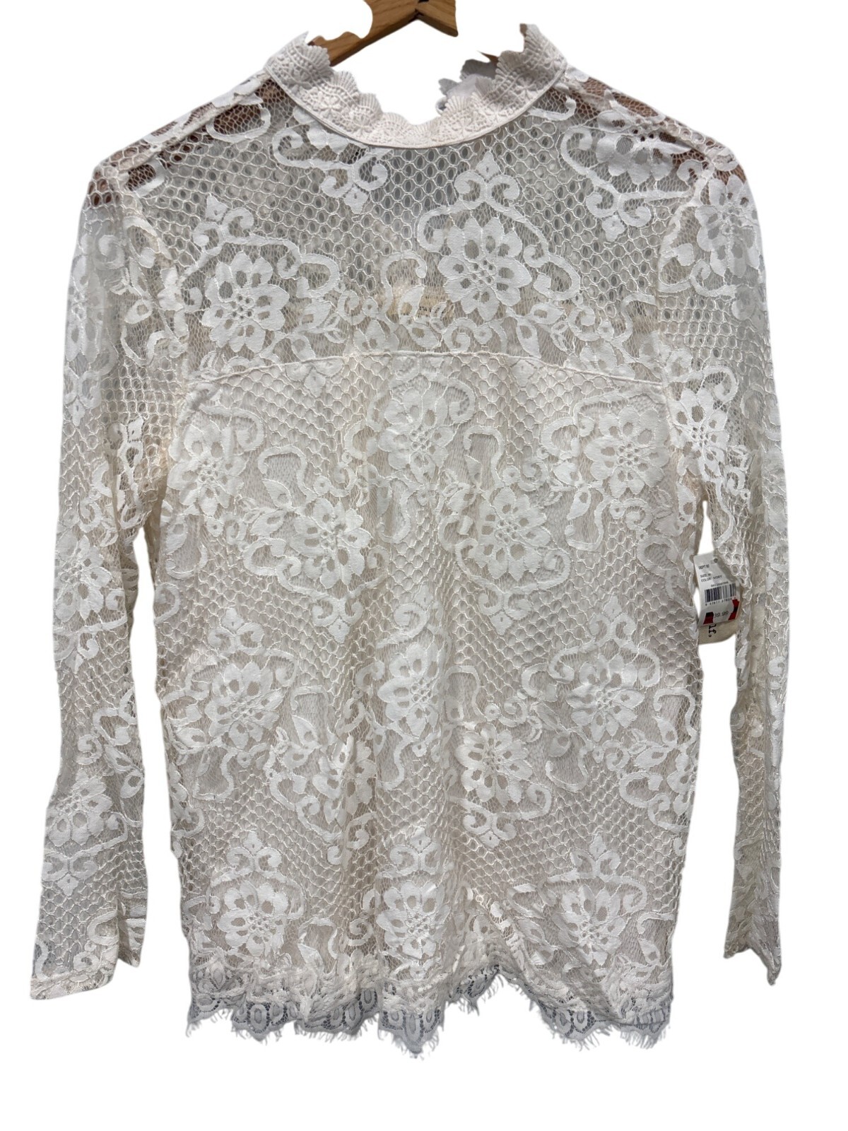 Tru Self Floral Lace Long Sleeve Top Womens Medium Keyhole Back Elegant Cocktail