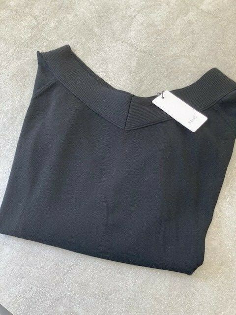 Reiss Designer Long Sleeve Top, Bardot Neckline, Brand New, Size Medium, Black