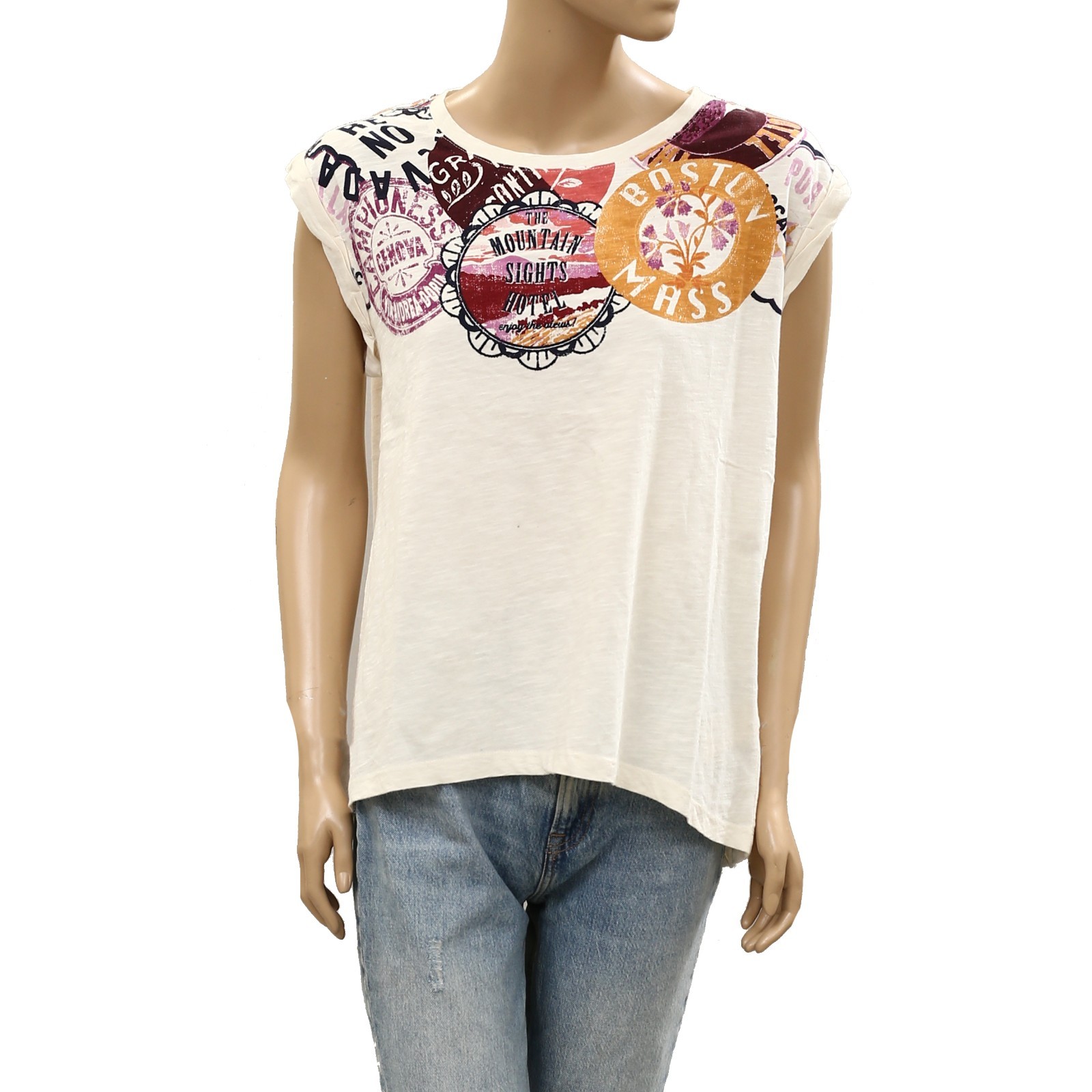 Maeve By Anthropologie Maeve Carey Muscle Tee Tunic Top Graphic Print S 289807