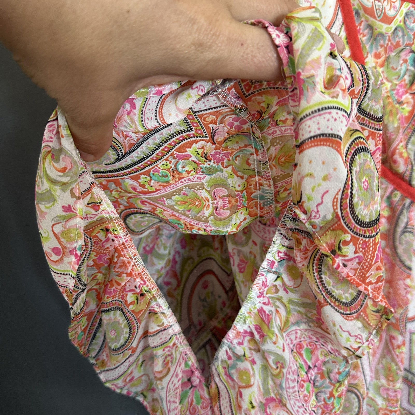 Altar’d State Tunic Blouse Womens Small Paisley Boho Ruffle Sleeve Lace Up Flowy