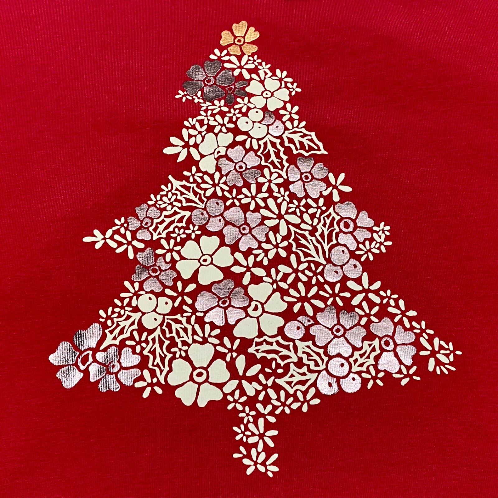 Christoper & Banks Petite Women’s P/XL Red Floral Tree Holiday Long Sleeve NWT