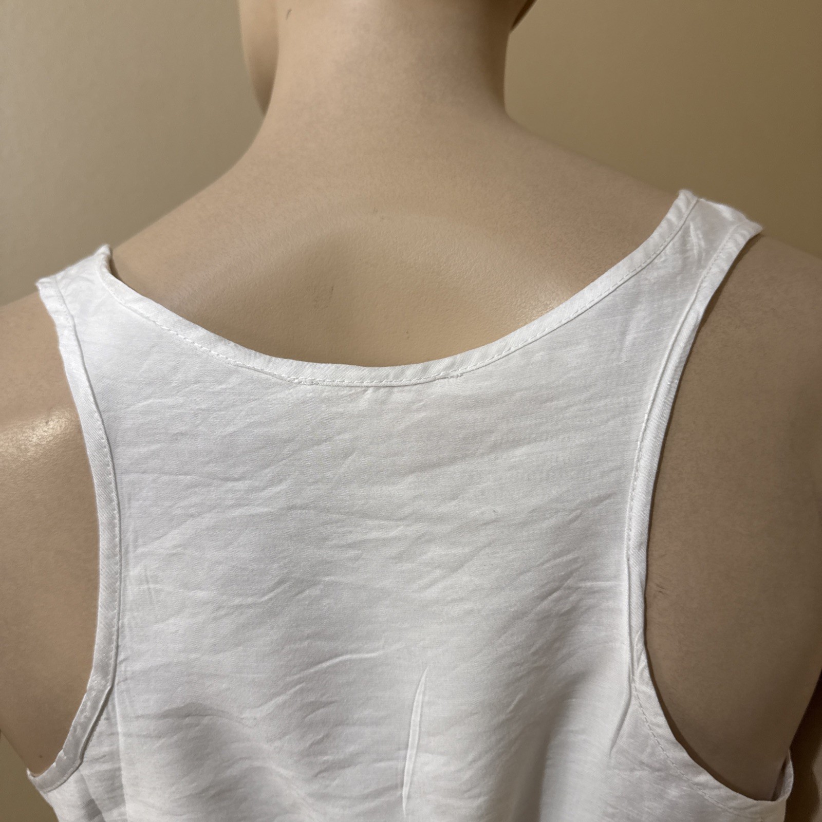 Women’s White Rayon Casual Summer Open Sheer Button Tied Size M Blouse Top Tunic