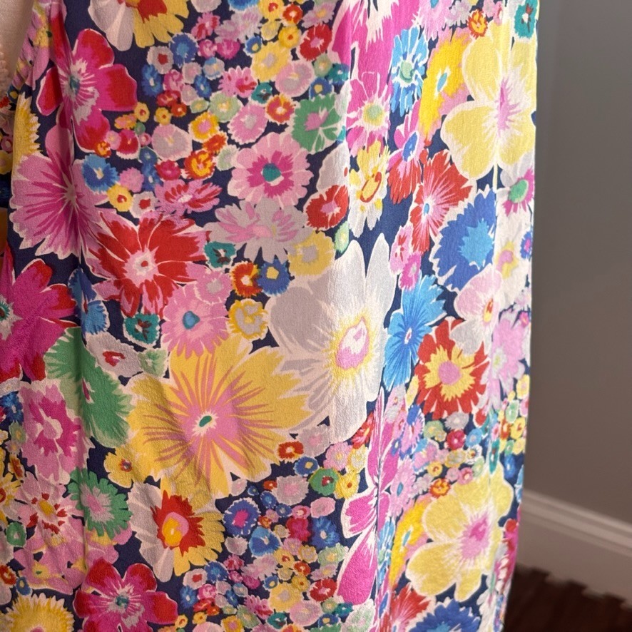 twentyone Womens 100% Silk Multicolor Floral Sleeveless Back Zip Blouse sz Large