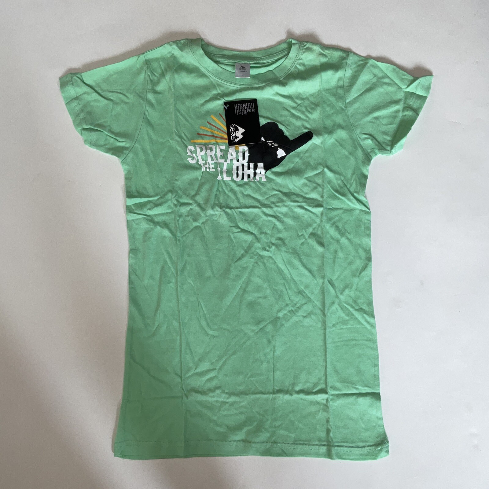 SEREN Women’s Large Green T-Shirt SPREAD THE ALOHA NEW