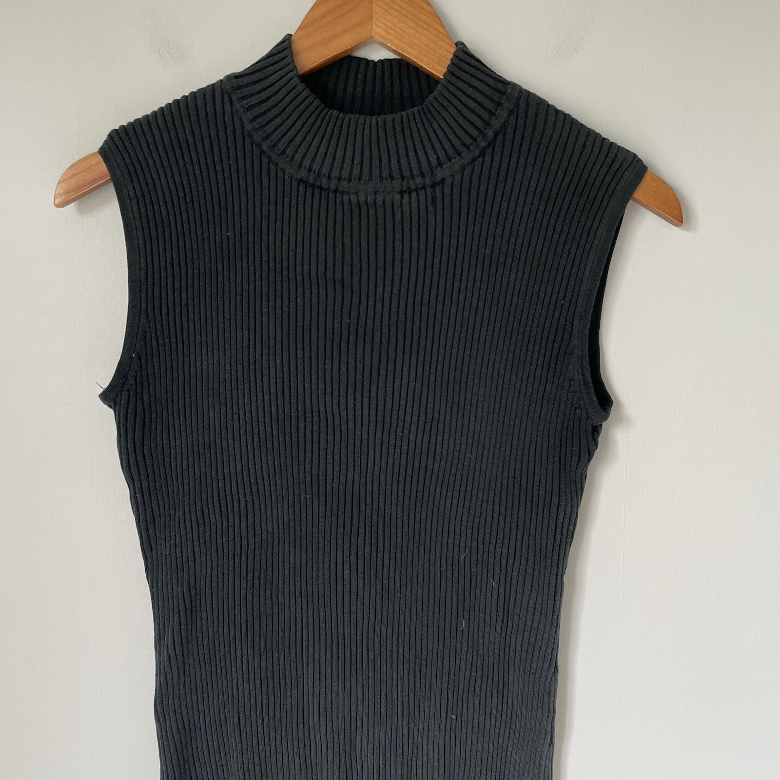 Clio II Vintage Silk Blend Knit Ribbed Tank Top Shirt Black Women’s Size 2X