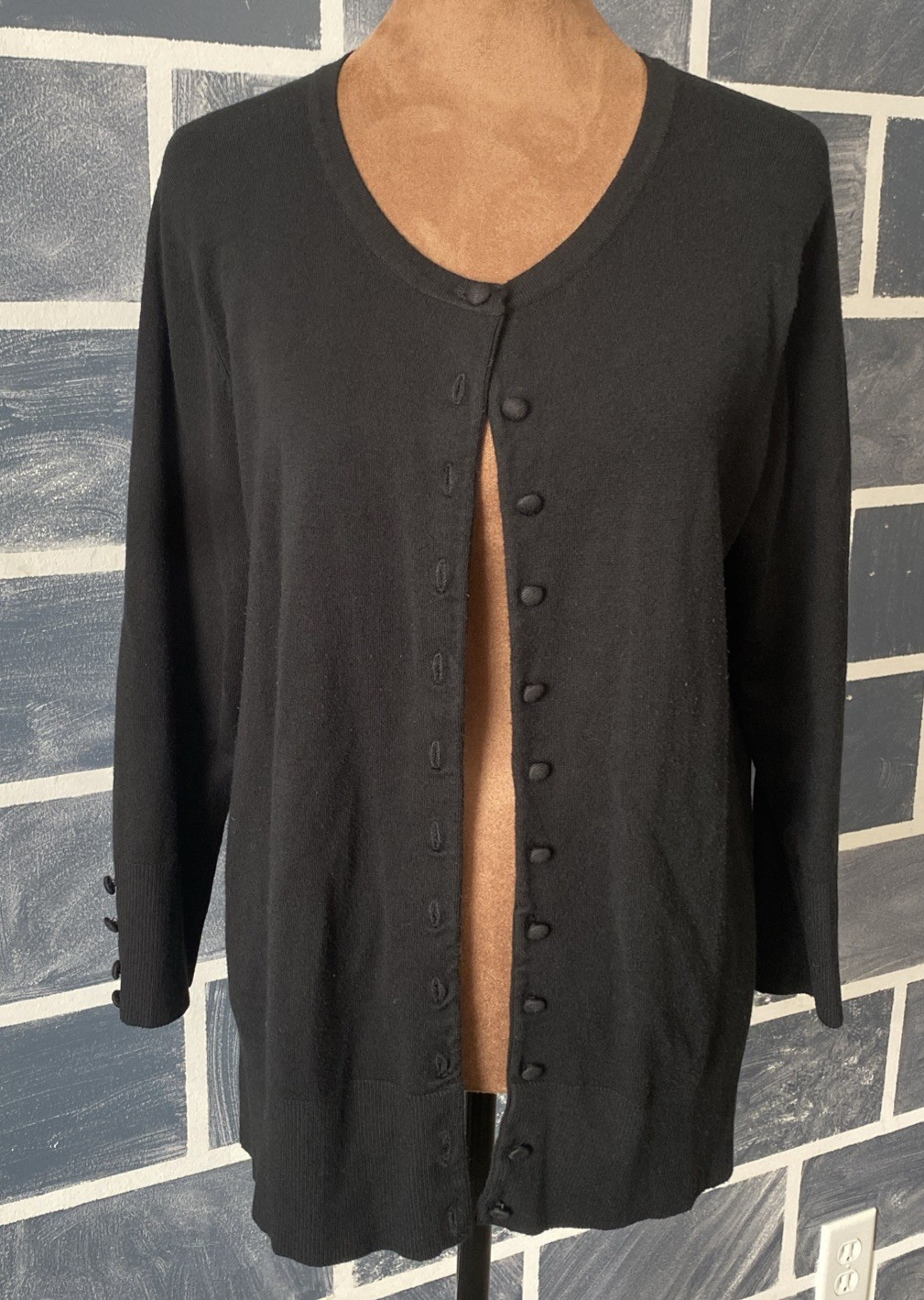 Grace Elements Woman’s Long Sleeve Black Cardigan Sweater XL Thin and soft