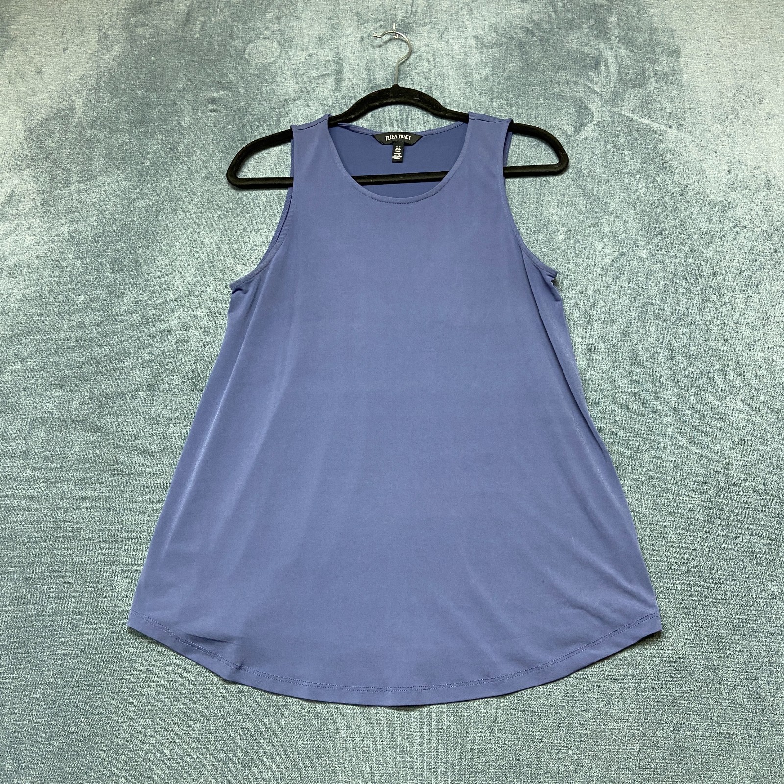 Ellen Tracy Tank Top Womens Medium Blue Scoop Neck Round Hem Pullover Casualwear
