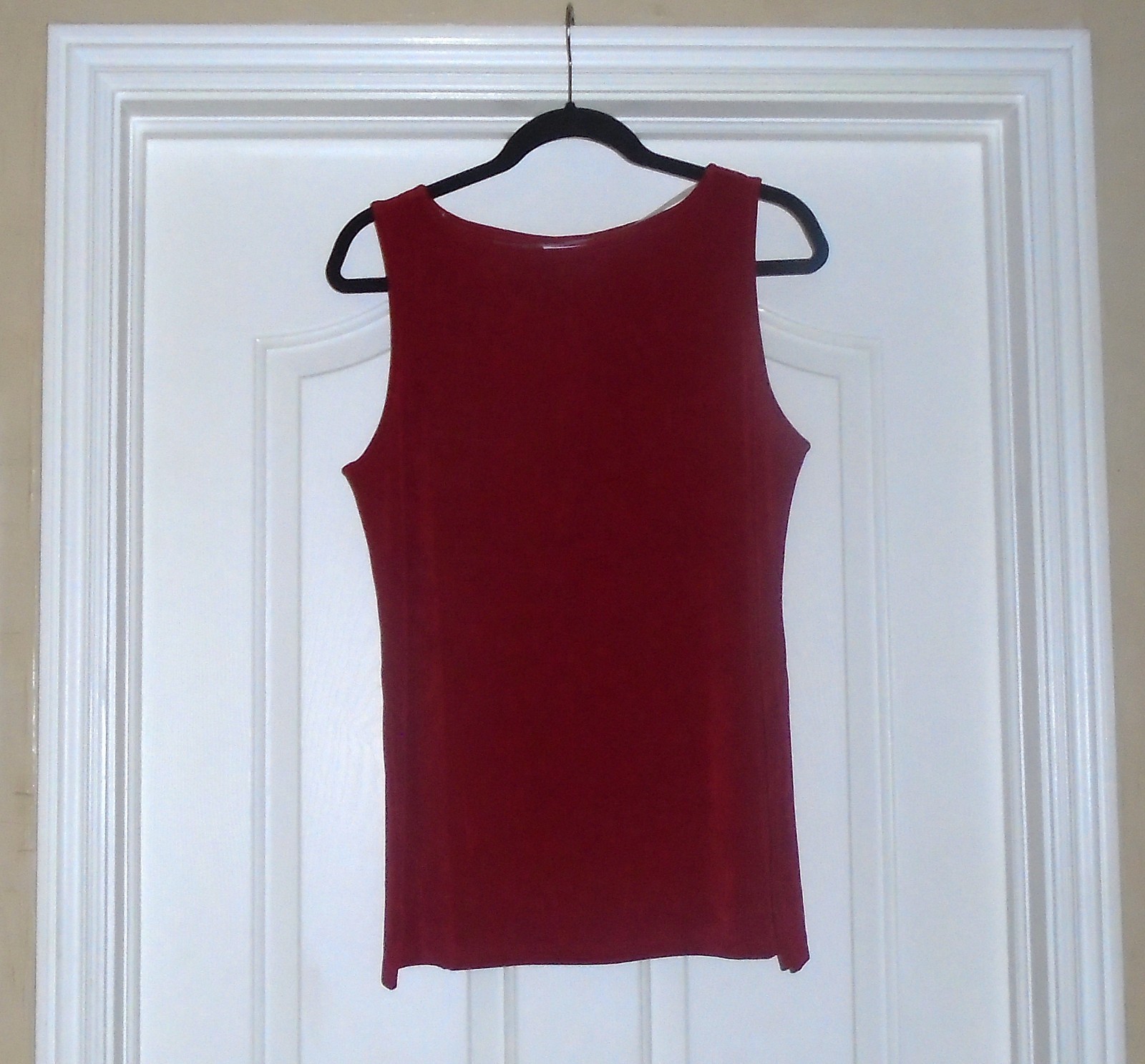 Chico’s TRAVELERS SIDE SLIT TANK Sz 2 Large 12 14 Deep Red Allure Bateau NWT $60