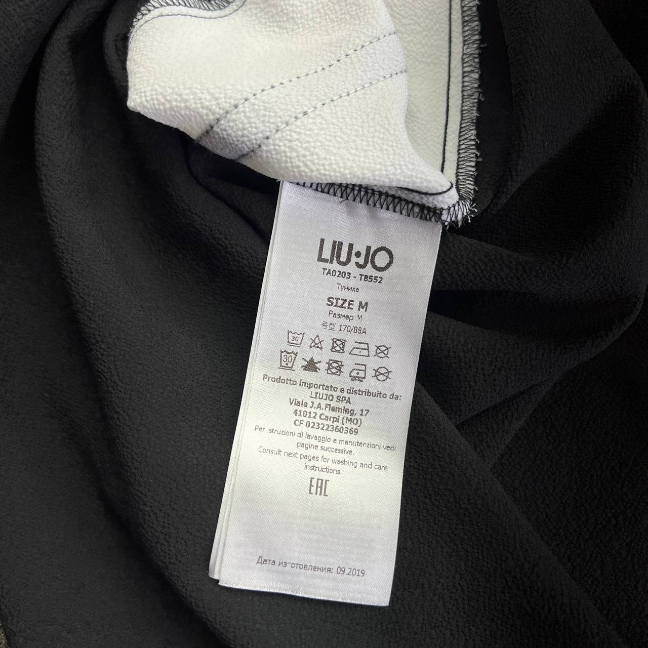Liu Jo Women’s Tunic Longline T-Shirt Size M Black White 98% Cotton Made in Port