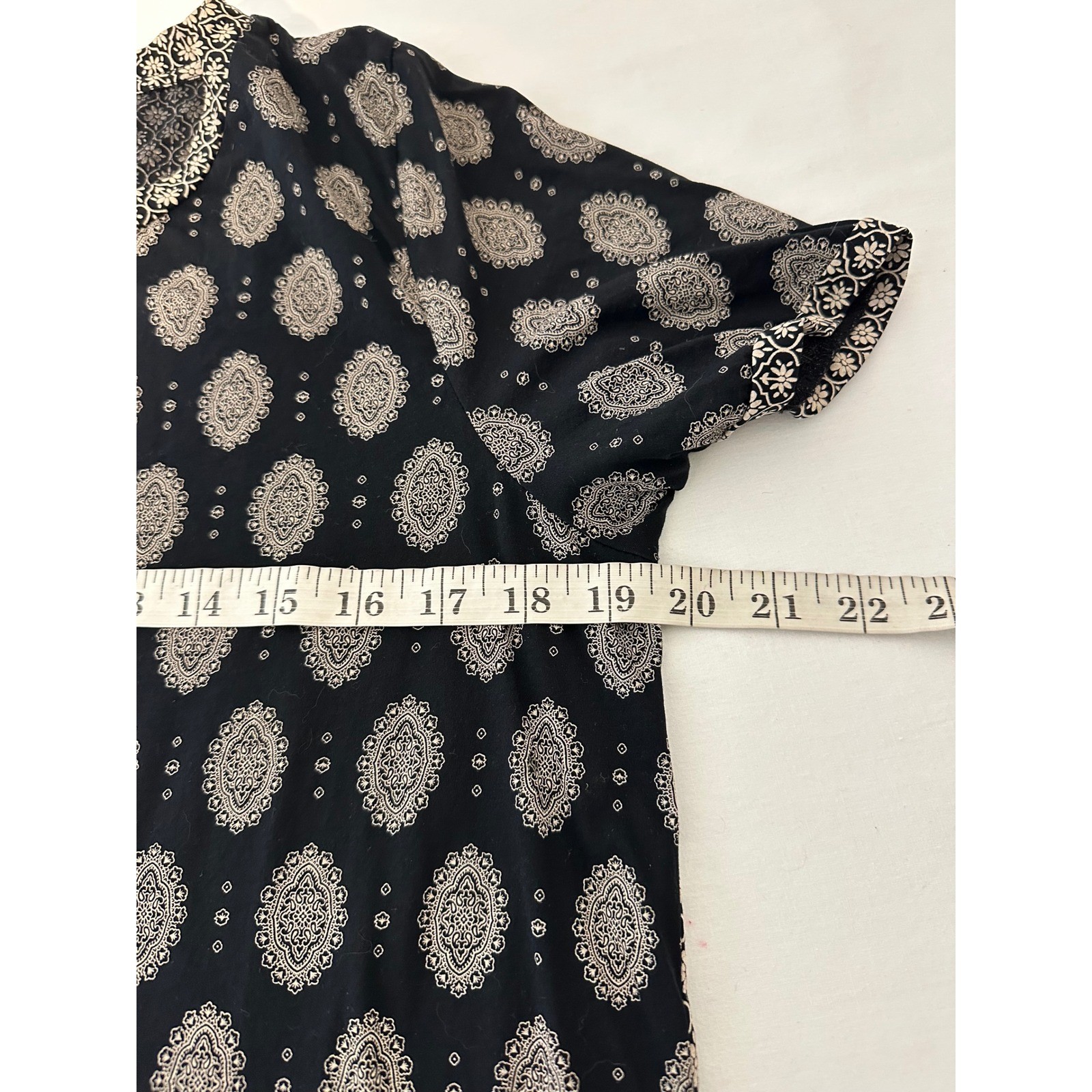 J.Crew Womens Black Cream Medallion Geometric Tile Print Cotton Blouse Large